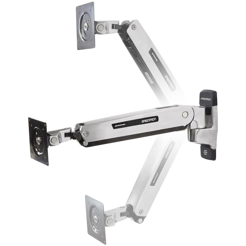 Ergotron interactive monitor arm in polished finish for a single VESA-compatible display — view 2