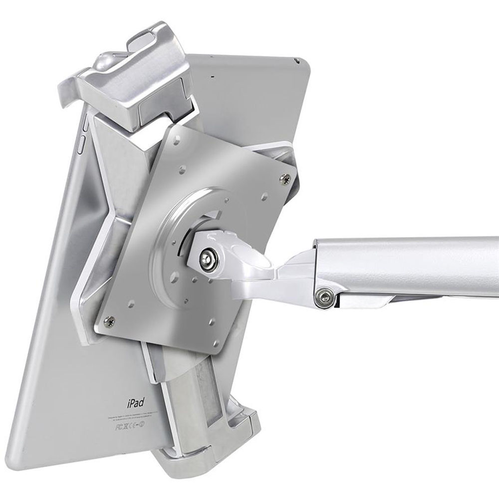 Ergotron lockable tablet mount in polished silver for secure kiosk and POS tablet installations — view 5