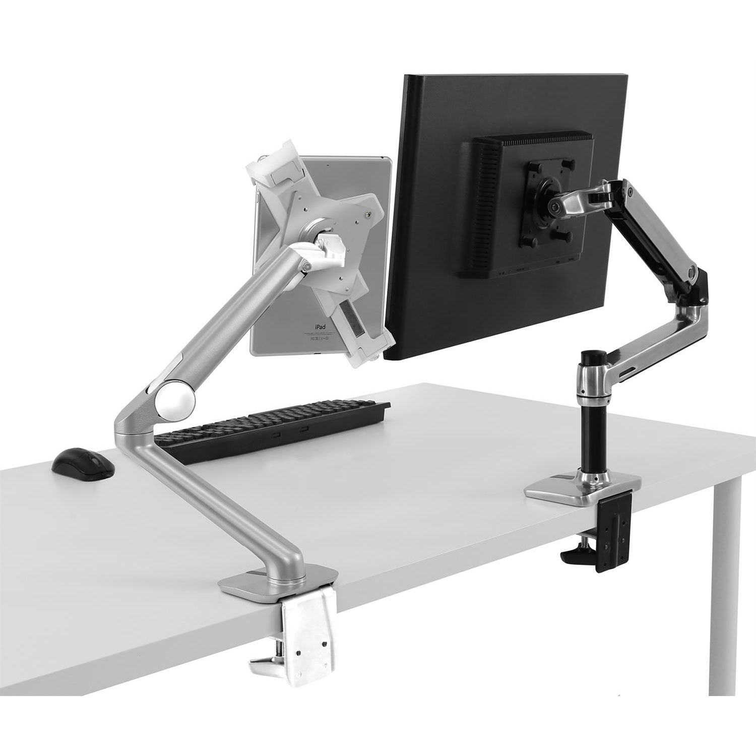 Ergotron lockable tablet mount in polished silver for secure kiosk and POS tablet installations — view 6