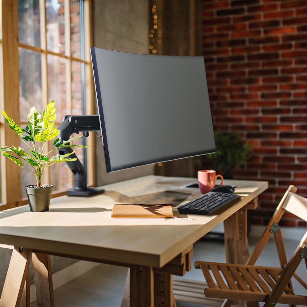 Ergotron HX desk monitor arm in matte black for large display mounting — view 4