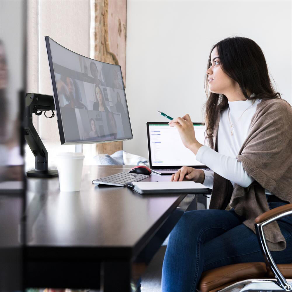 Ergotron HX desk monitor arm in matte black for large display mounting — view 5