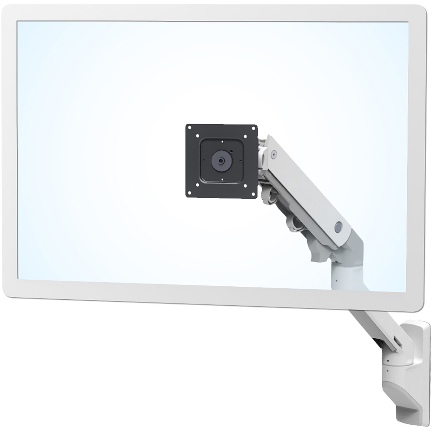 Ergotron HX wall monitor arm in white for wall-mounted monitor installation — view 2