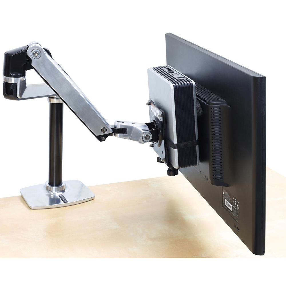 Ergotron thin client CPU holder in black textured finish for workstation mounting — view 2