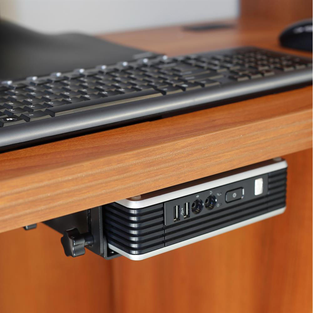 Ergotron thin client CPU holder in black textured finish for workstation mounting — view 7