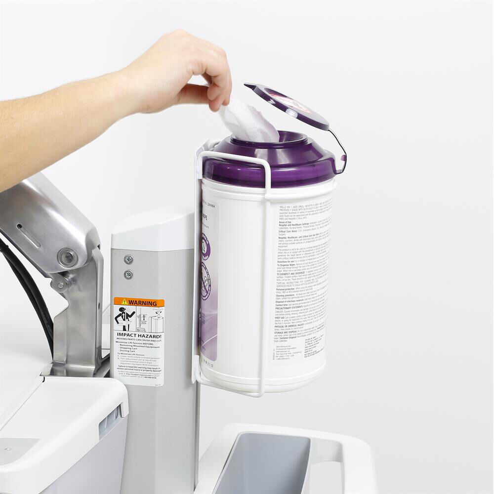 Ergotron T-SLOT WIPES HOLDER accessory mounted in a workspace T-slot channel — view 3