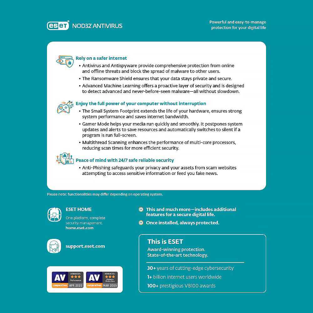 ESET NOD32 Antivirus 1 year license for 3 Windows PCs, download delivery — view 2