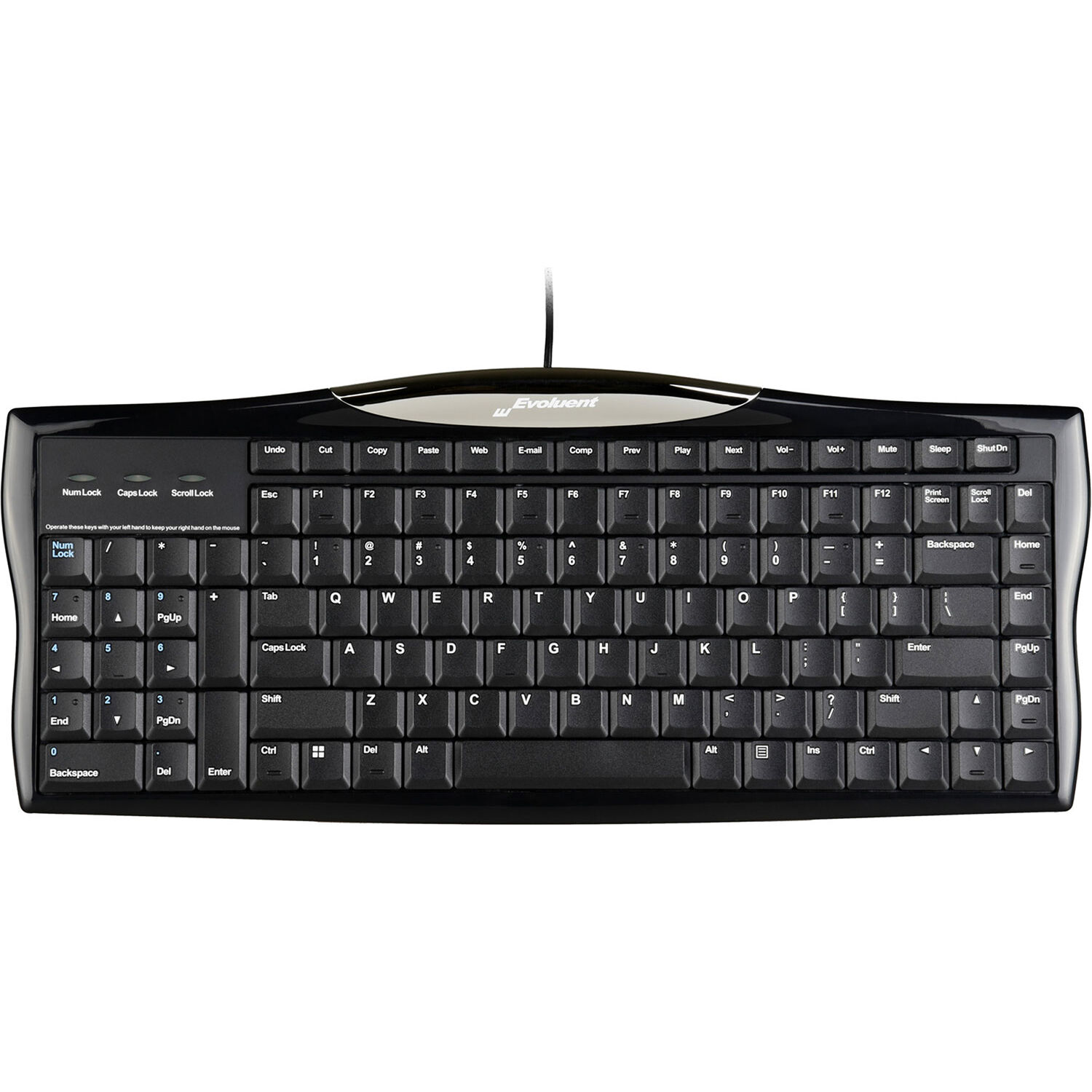 Evoluent reduced reach right-hand keyboard with wired USB connection — view 2