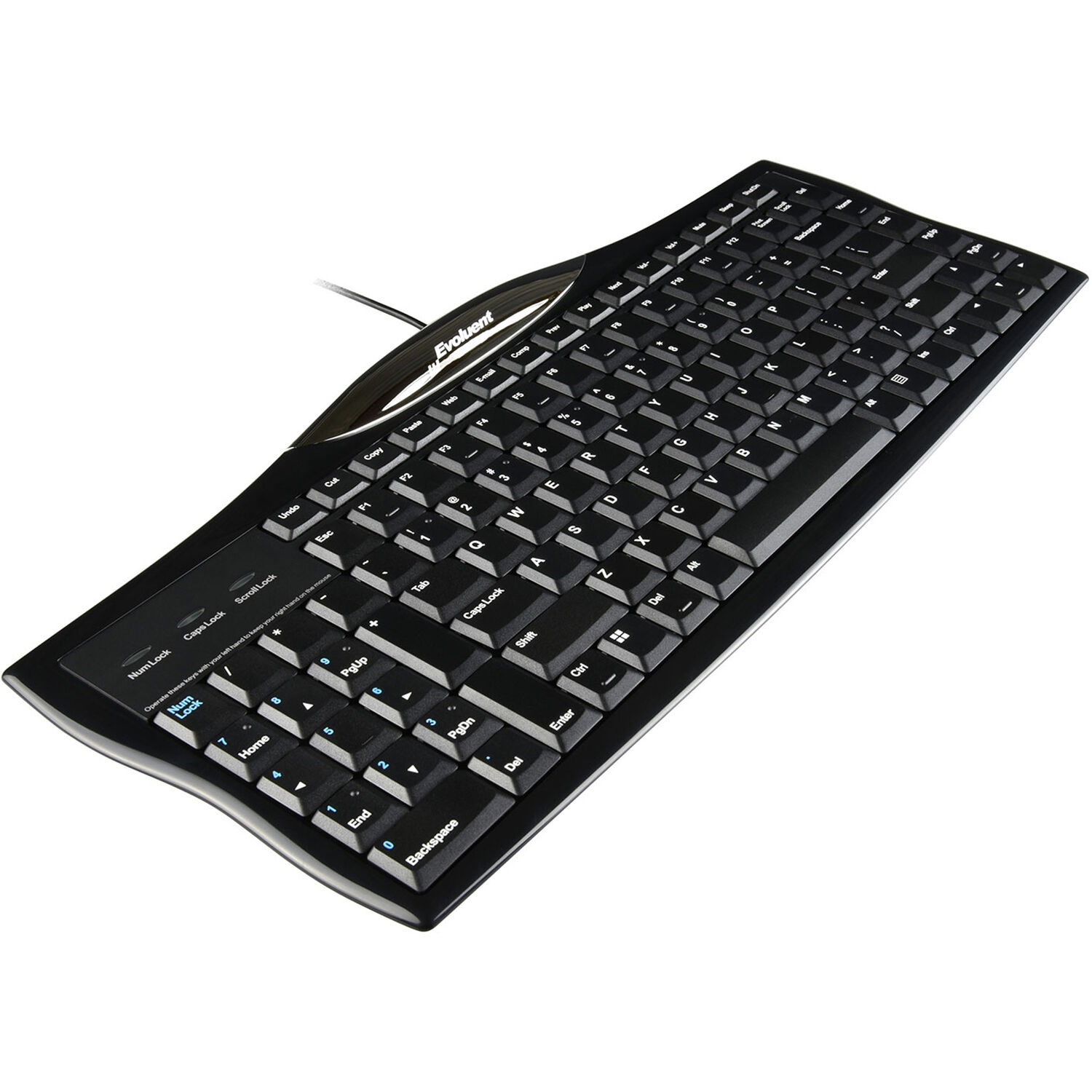 Evoluent reduced reach right-hand keyboard with wired USB connection — view 3