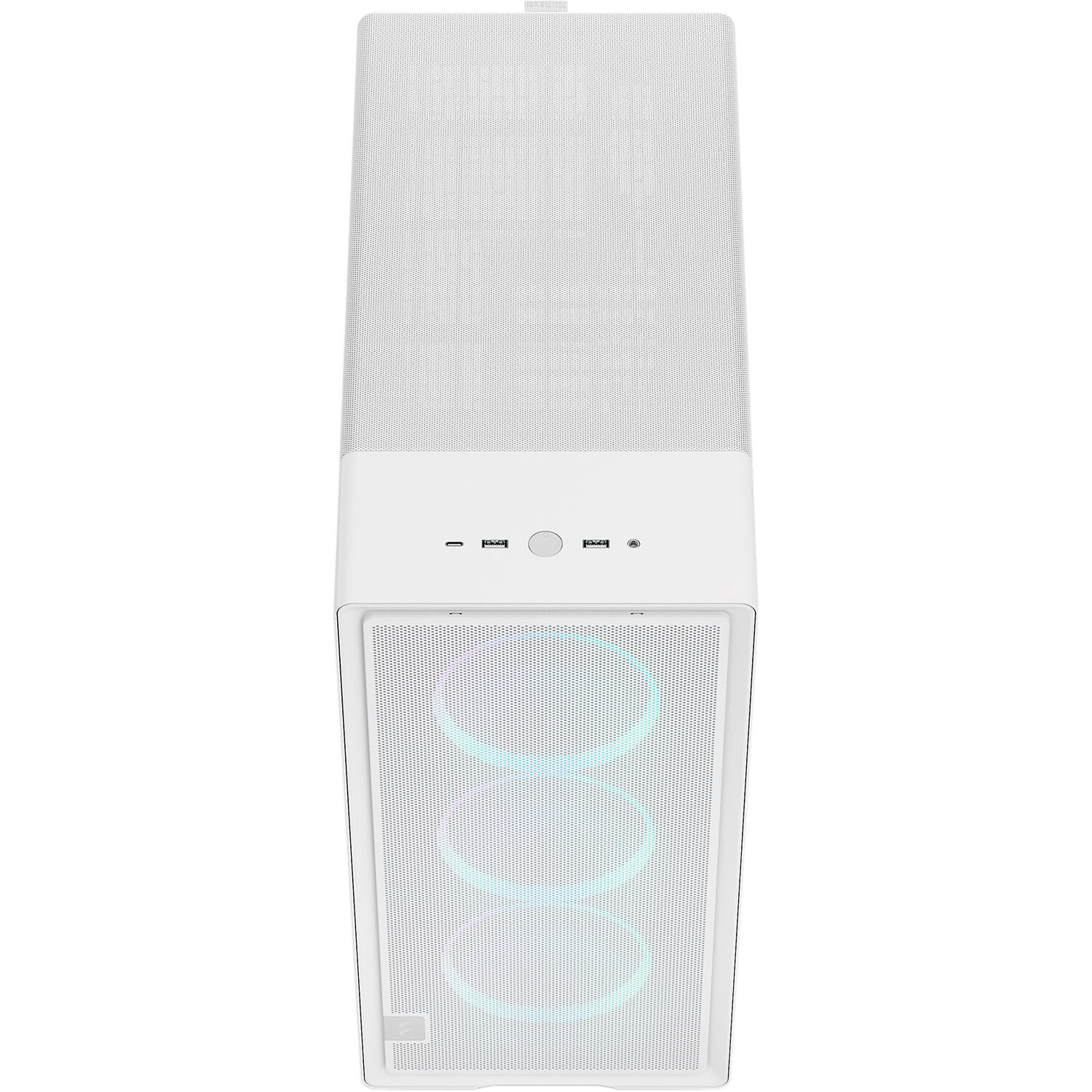 Fractal Design Epoch White RGB Clear TG mid-tower PC case with mesh front and clear glass side panel — view 3