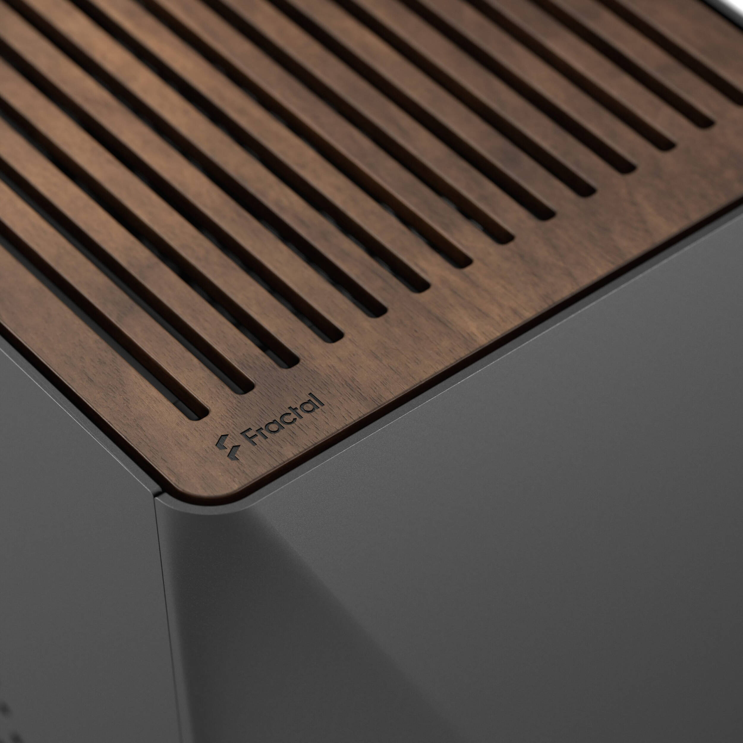Fractal Design Era 2 Charcoal Gray Mini-ITX small form factor case with walnut top panel — view 19