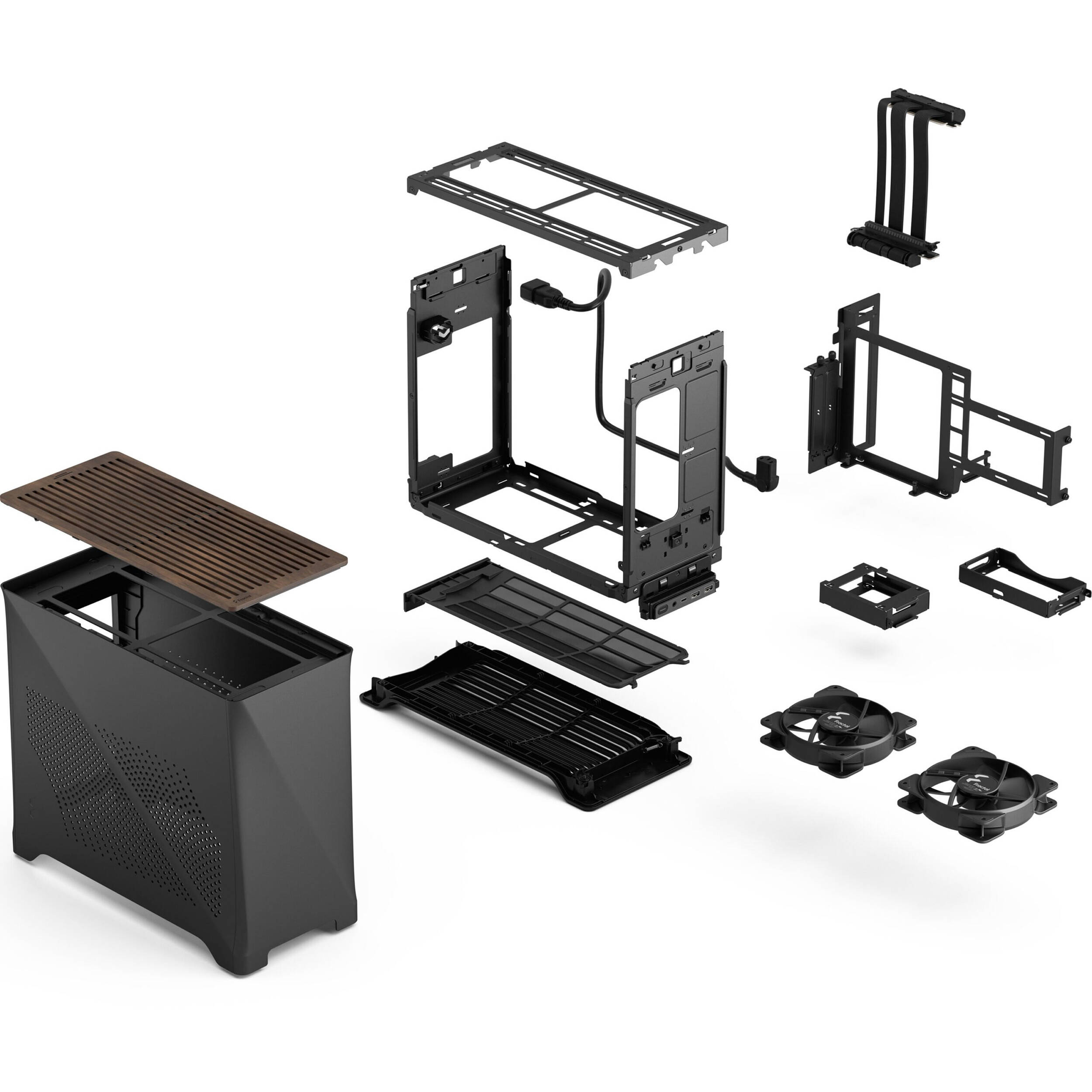 Fractal Design Era 2 Charcoal Gray Mini-ITX small form factor case with walnut top panel — view 21
