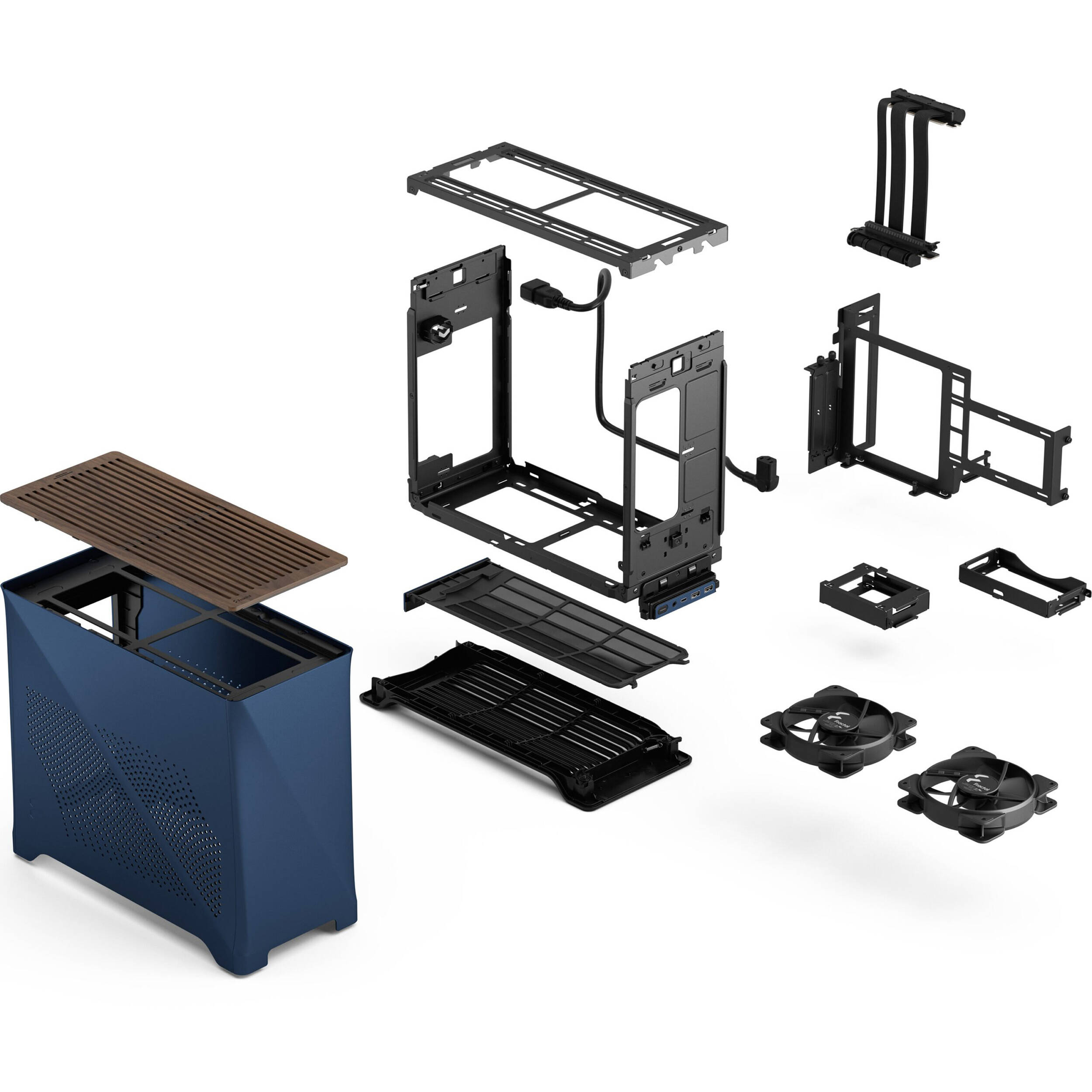 Fractal Design Era 2 Midnight Blue small form factor PC case with aluminum body and walnut top panel — view 18