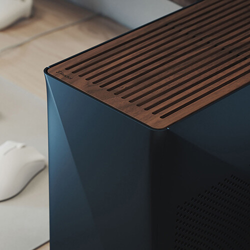 Fractal Design Era 2 Midnight Blue small form factor PC case with aluminum body and walnut top panel — view 26