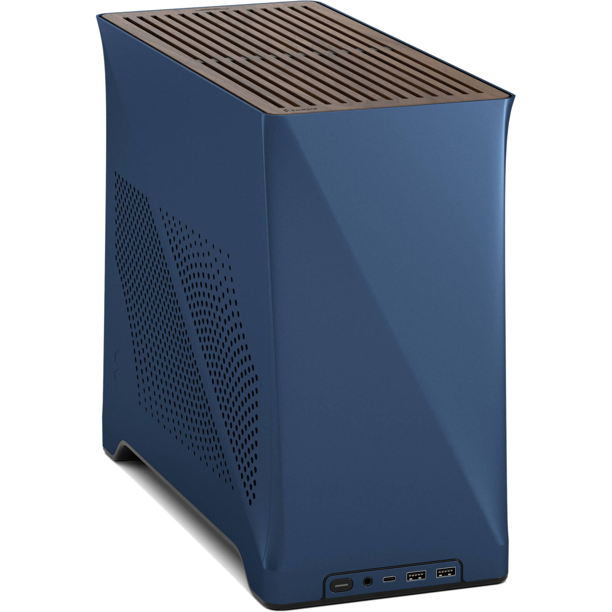 Fractal Design Era 2 Midnight Blue small form factor PC case with aluminum body and walnut top panel — view 4