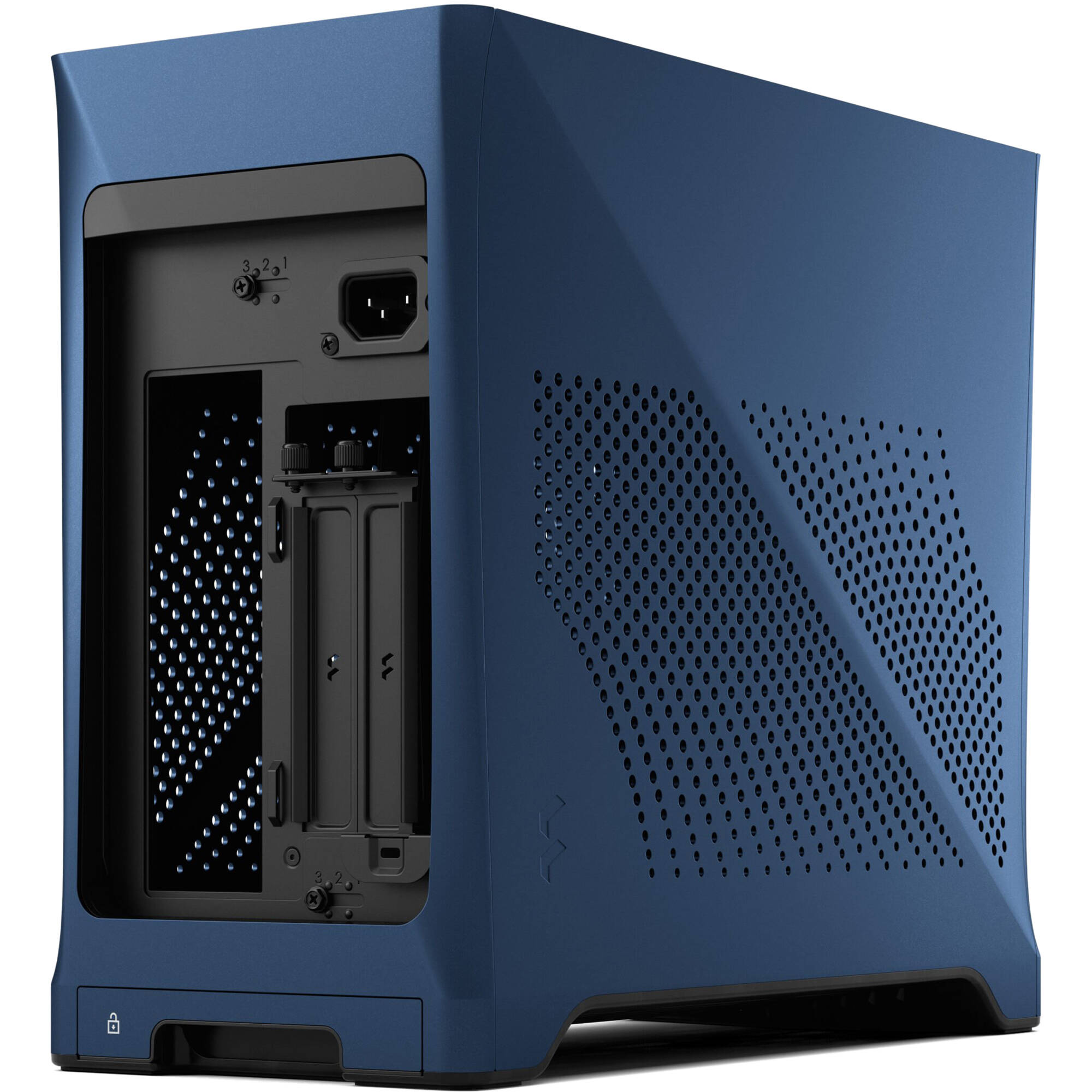 Fractal Design Era 2 Midnight Blue small form factor PC case with aluminum body and walnut top panel — view 5