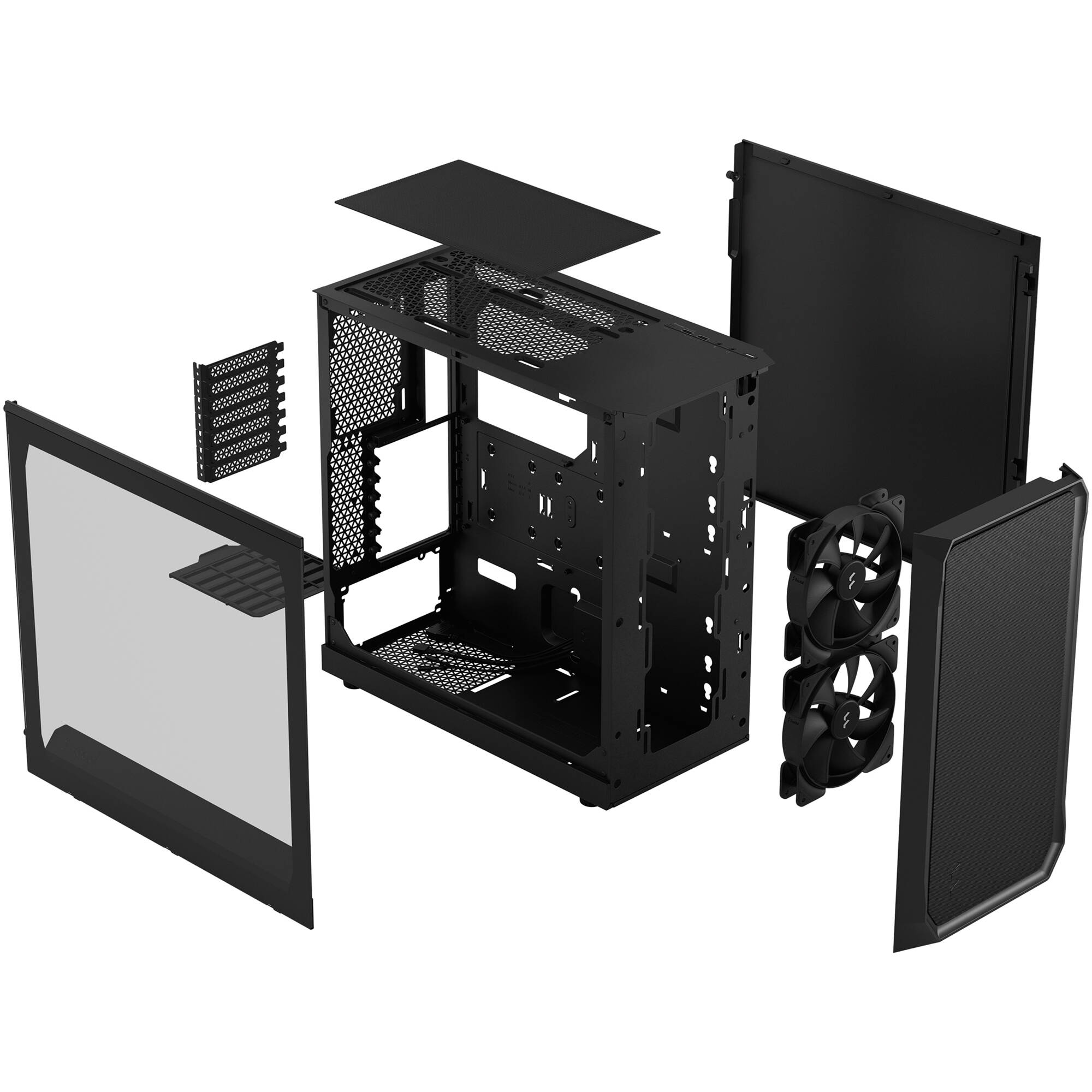 Fractal Design Focus 2 Black TG ATX mid tower case with tempered glass side panel and airflow-focused front design — view 12