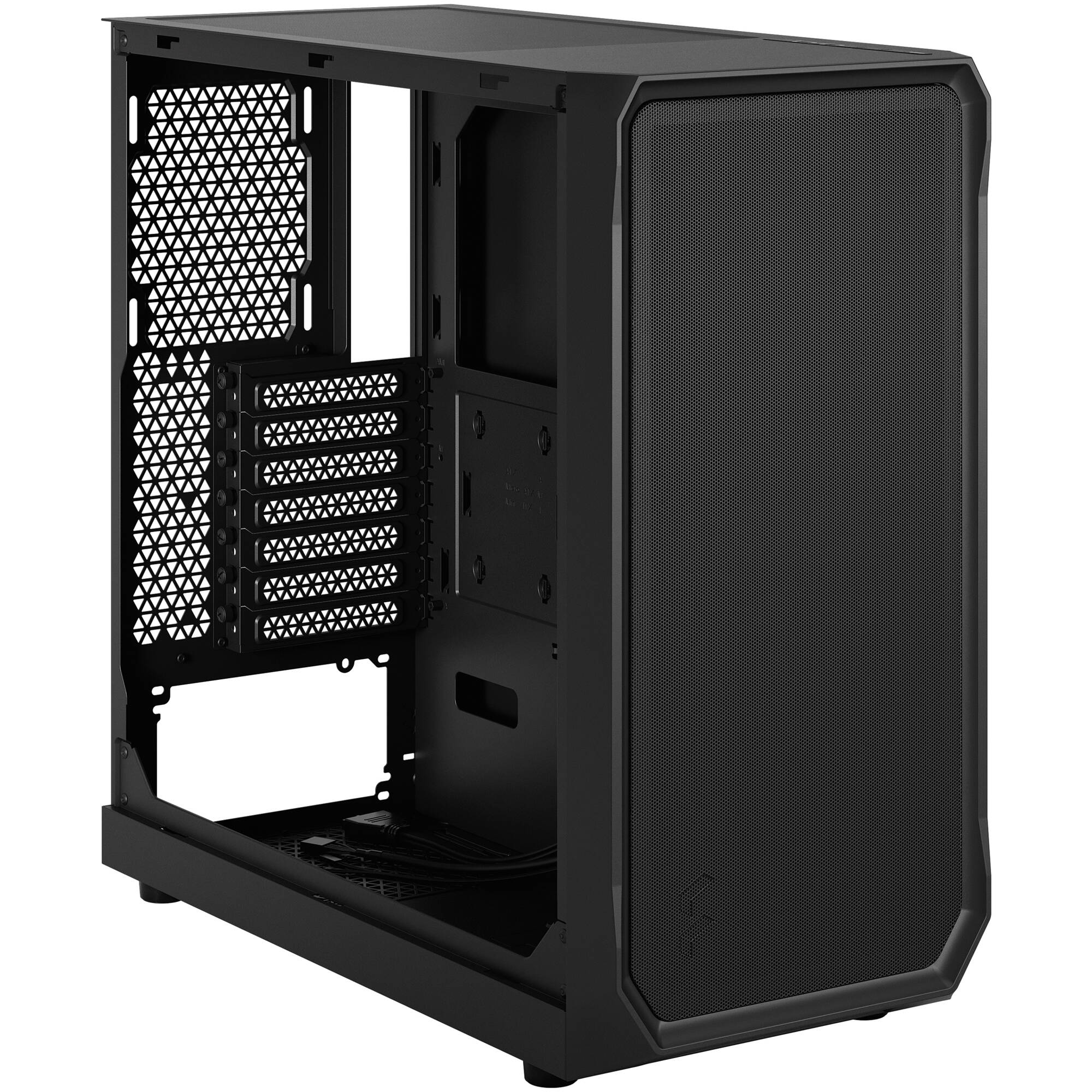 Fractal Design Focus 2 Black TG ATX mid tower case with tempered glass side panel and airflow-focused front design — view 4
