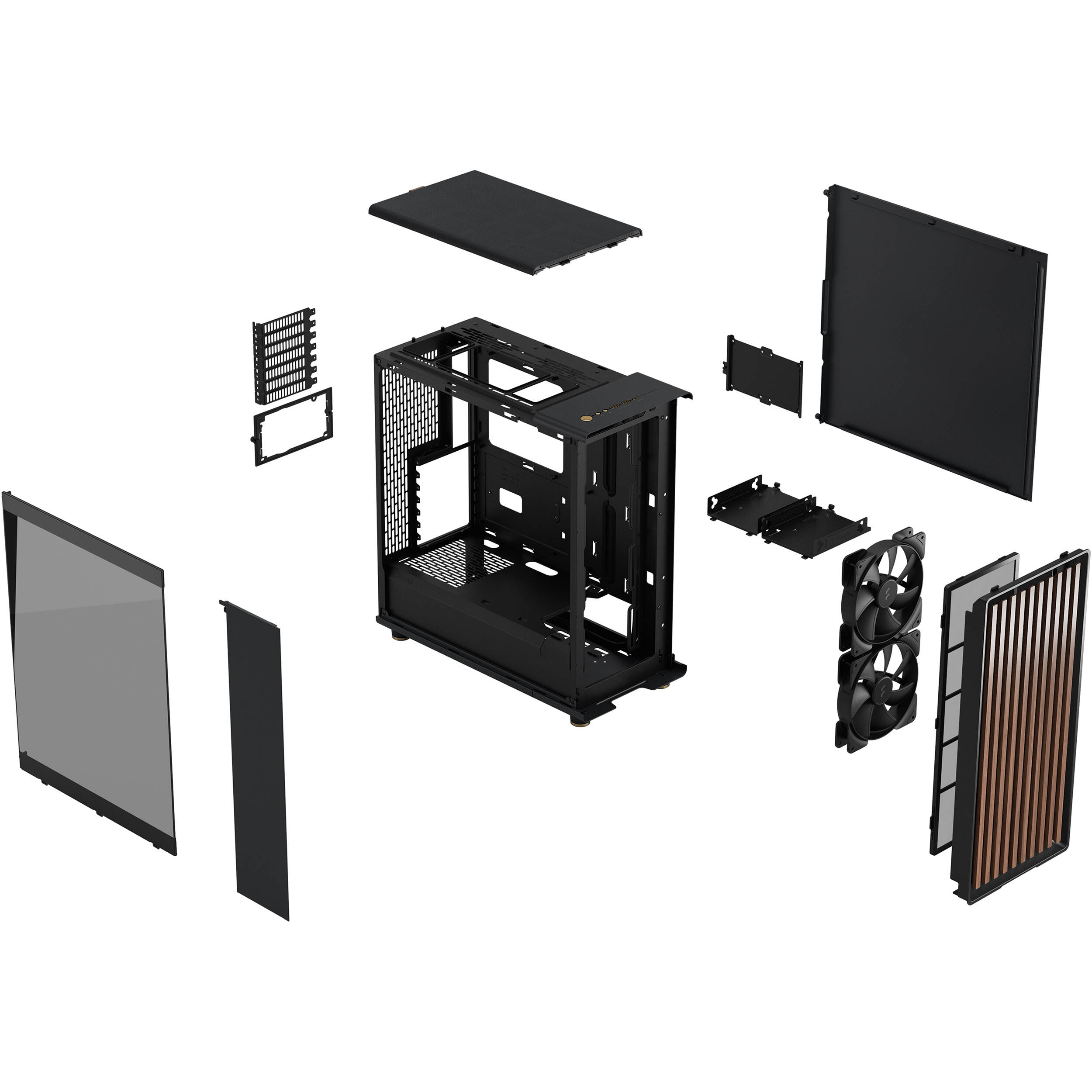 Fractal Design North Black Walnut TG mid tower case with real walnut panels and tempered glass — view 16