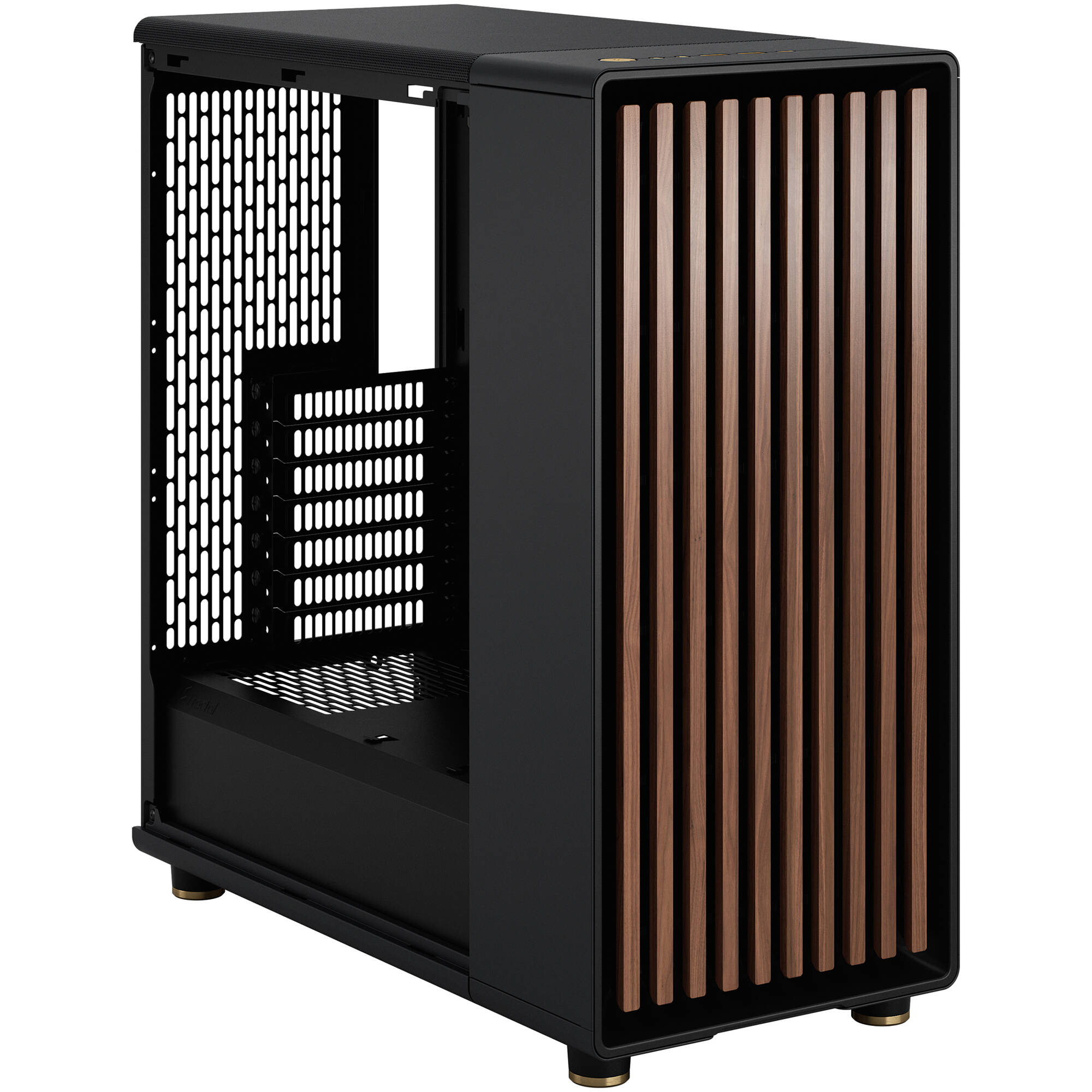 Fractal Design North Black Walnut TG mid tower case with real walnut panels and tempered glass — view 4