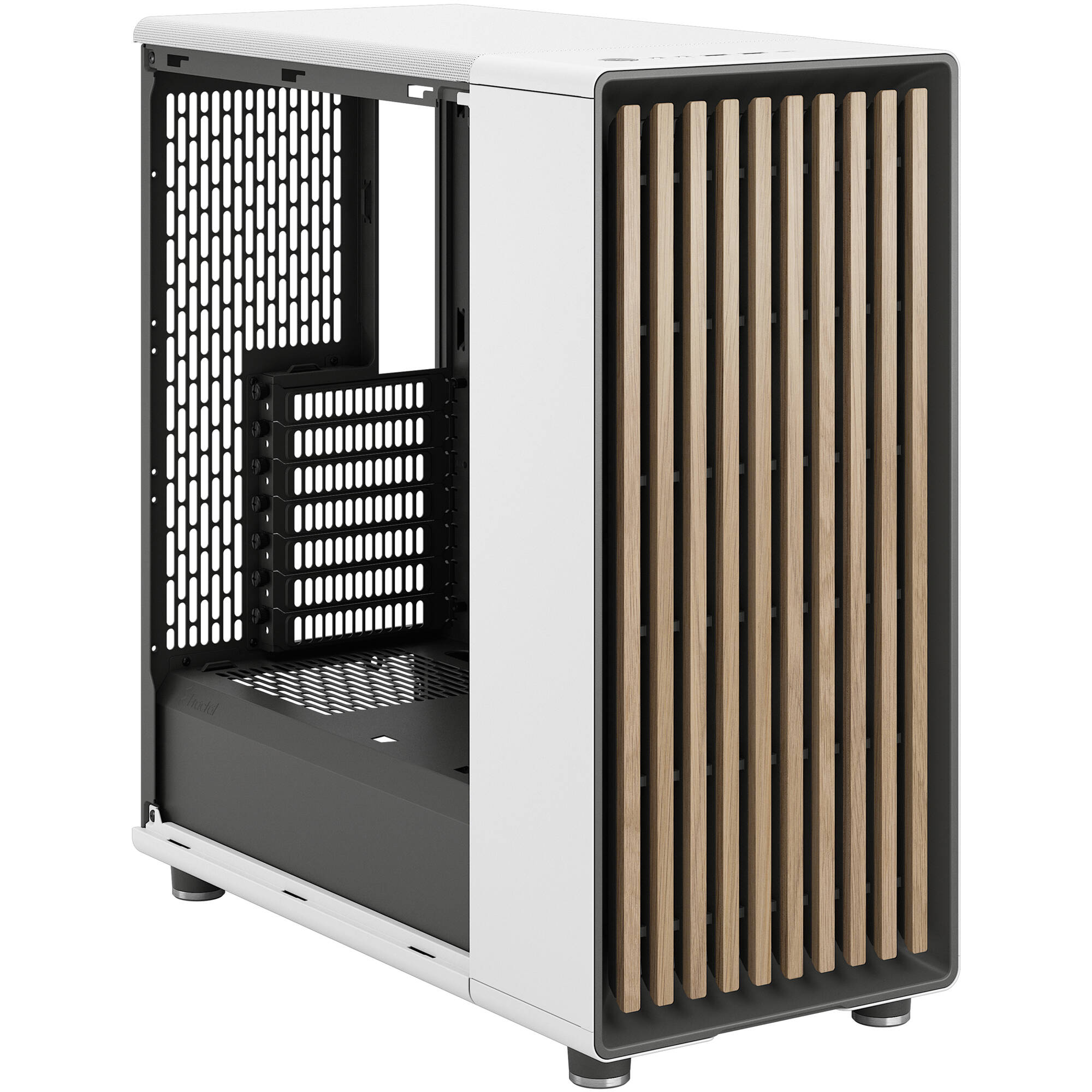 Fractal Design North White Oak Mesh ATX mid-tower case with mesh front and oak panel — view 4