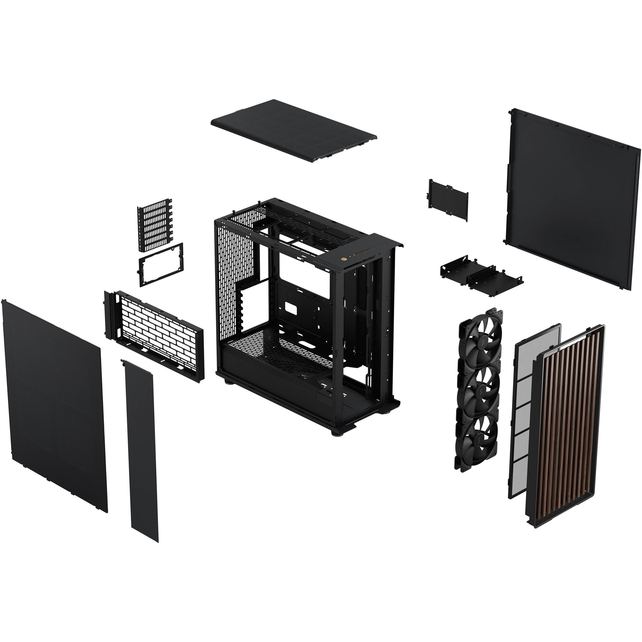 Fractal Design North XL Black Mesh PC case with wood front panel and mesh ventilation — view 22