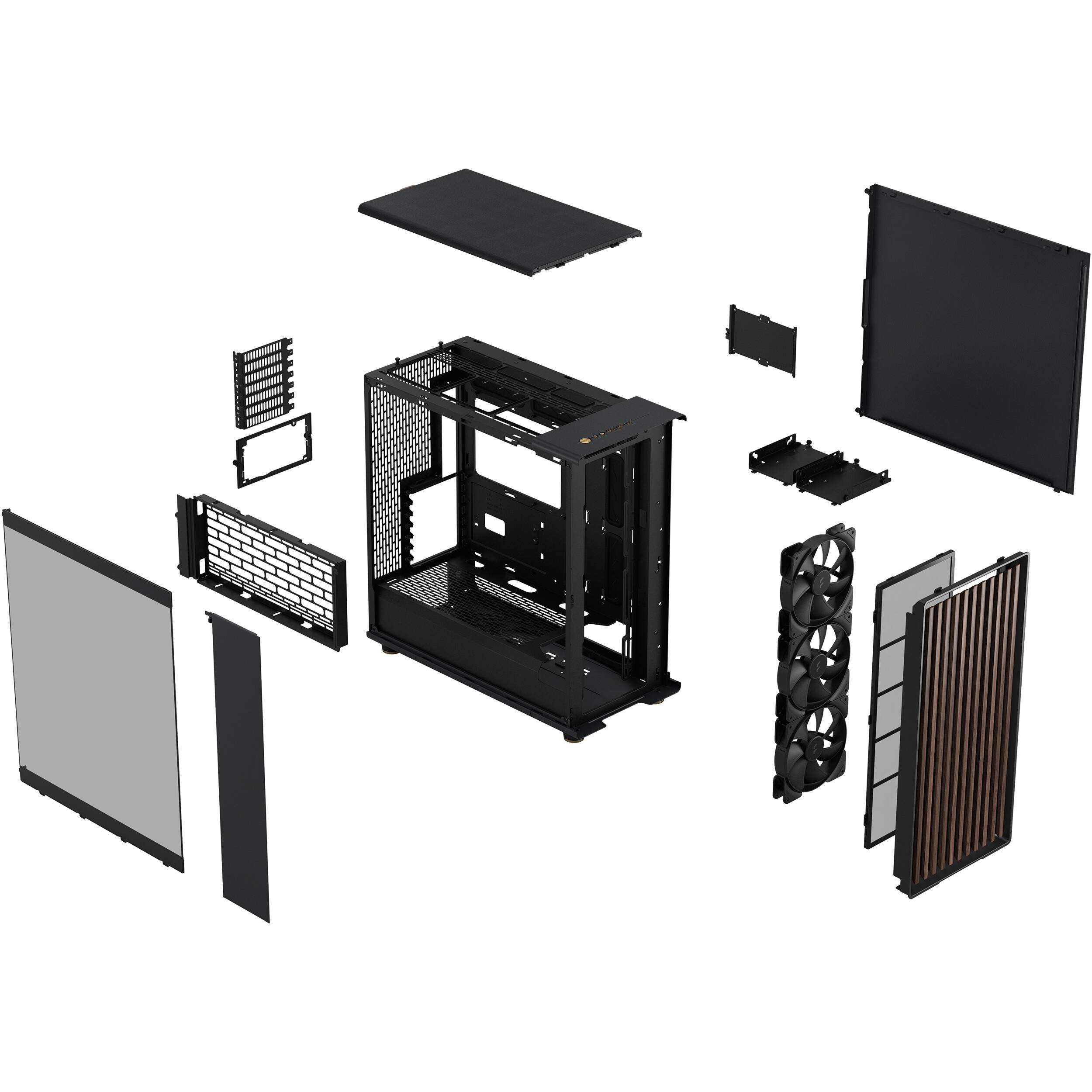 Fractal Design North XL Black DTG full tower case with mesh front and wood panel accents — view 20