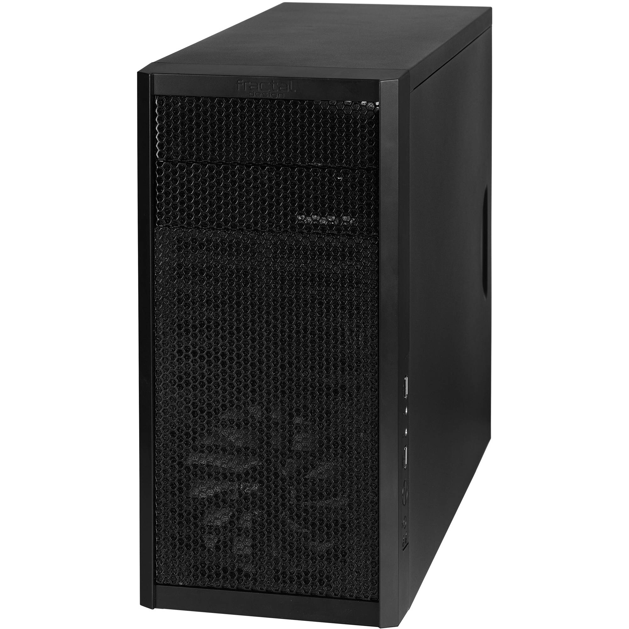 Fractal Design Core 1000 USB 3.0 Micro ATX case in black and white with compact front panel design — view 2