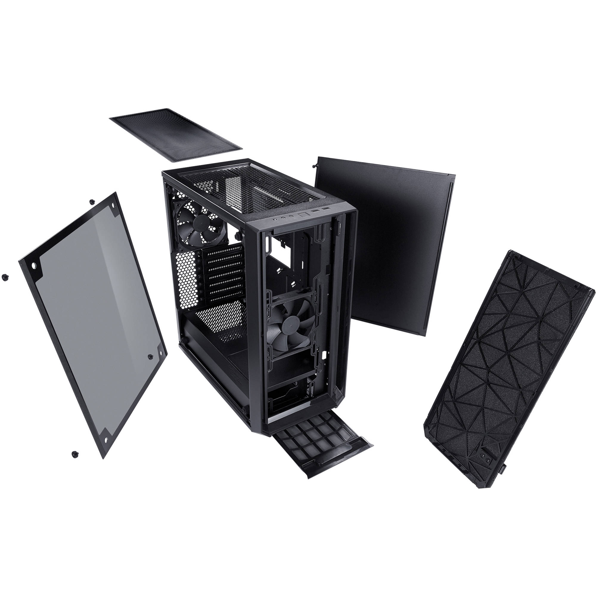 Fractal Design Meshify C ATX TG black mid-tower PC case with mesh front and tinted tempered glass side panel — view 16