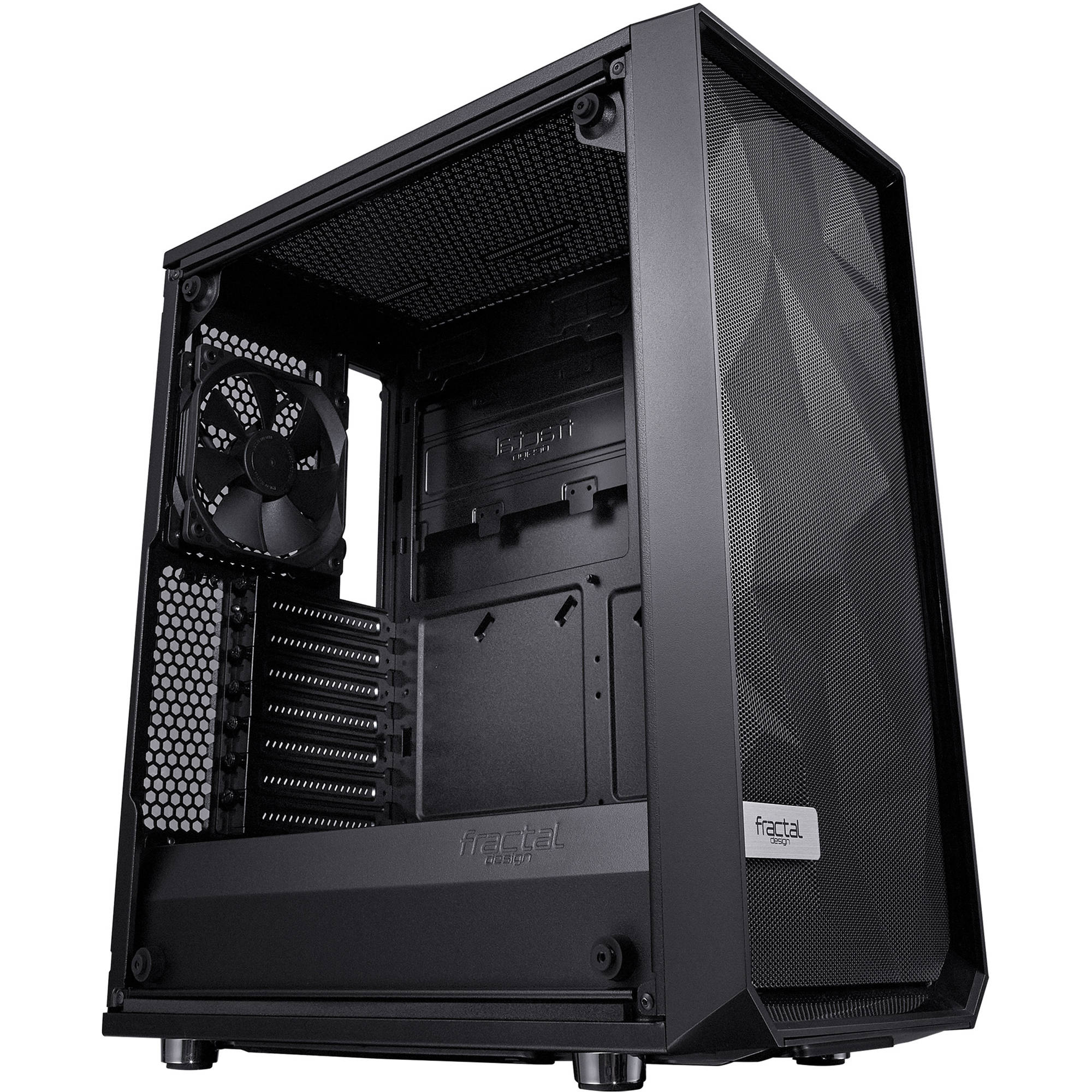 Fractal Design Meshify C ATX TG black mid-tower PC case with mesh front and tinted tempered glass side panel — view 5