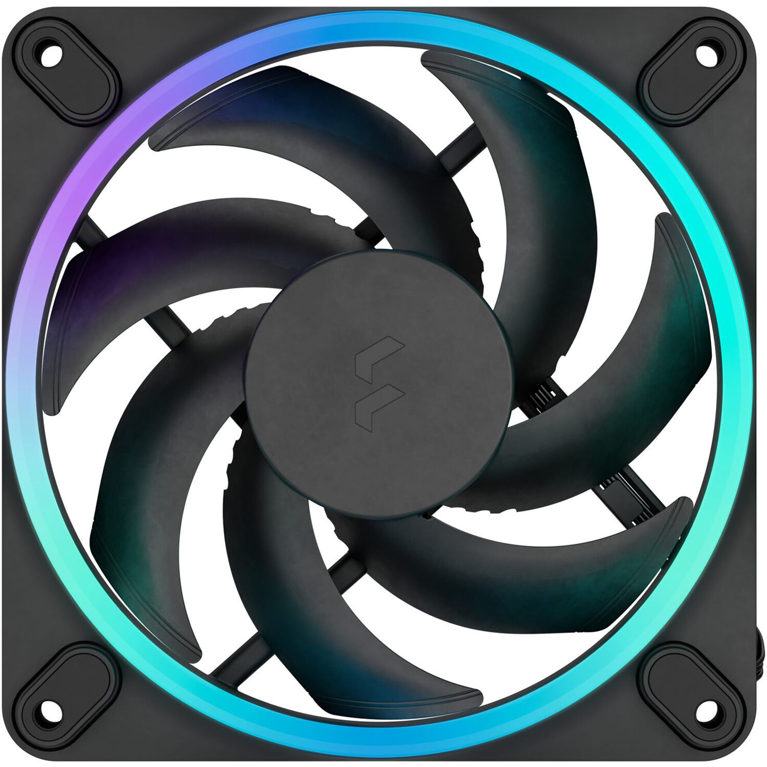 Fractal Design Momentum 12 RGB PWM Black 120 mm case fan with black frame and RGB lighting — view 2
