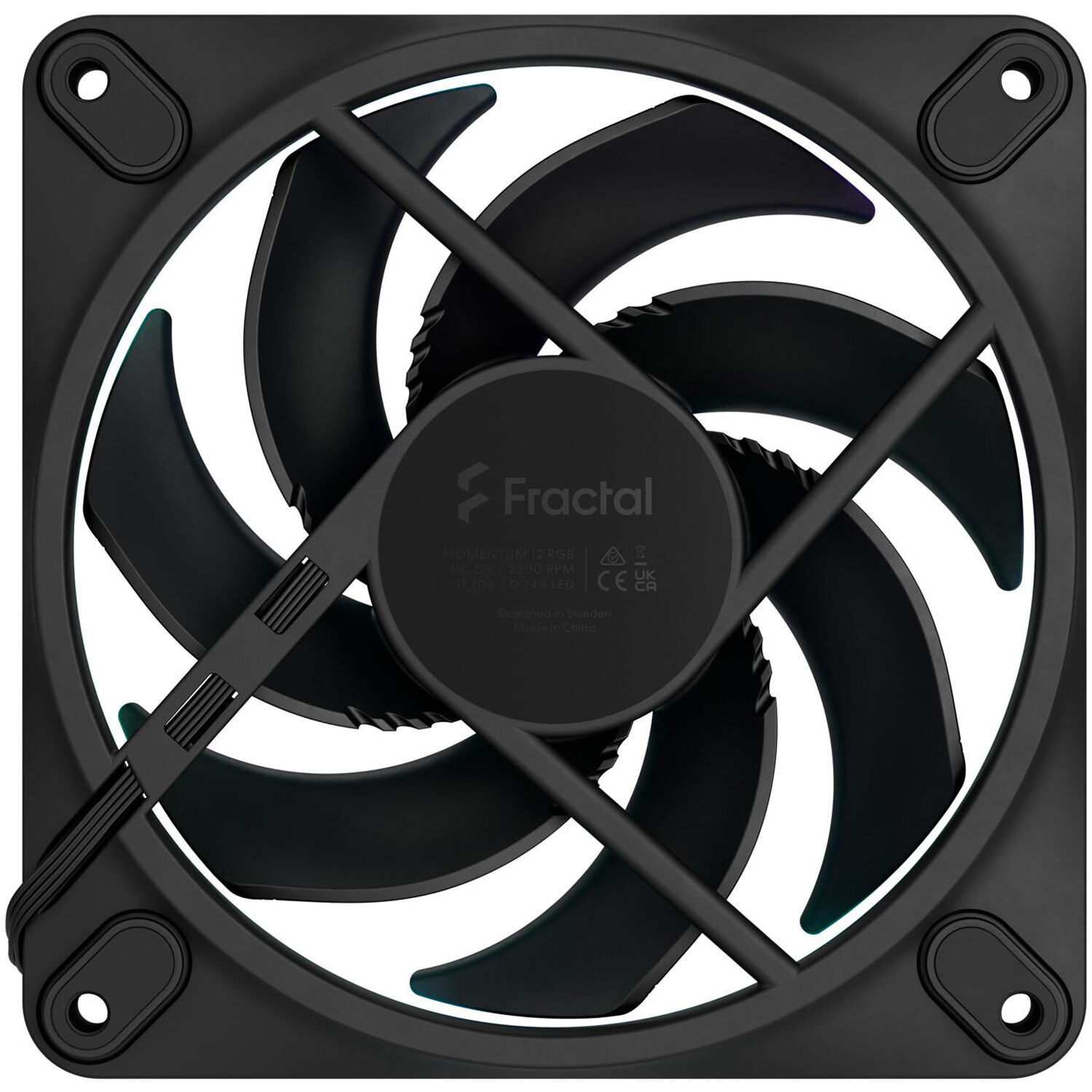 Fractal Design Momentum 12 RGB PWM Black 120 mm case fan with black frame and RGB lighting — view 4
