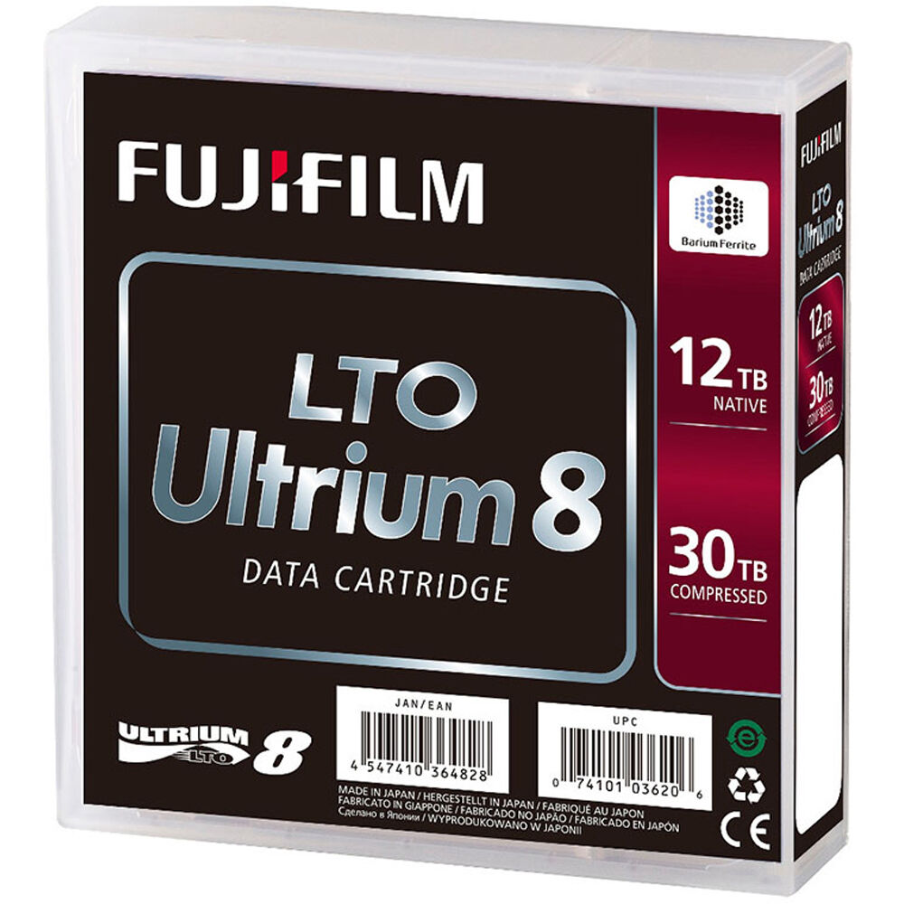FUJIFILM LTO Ultrium 8 data cartridge with case, 12 TB native capacity and 30 TB compressed capacity — view 2