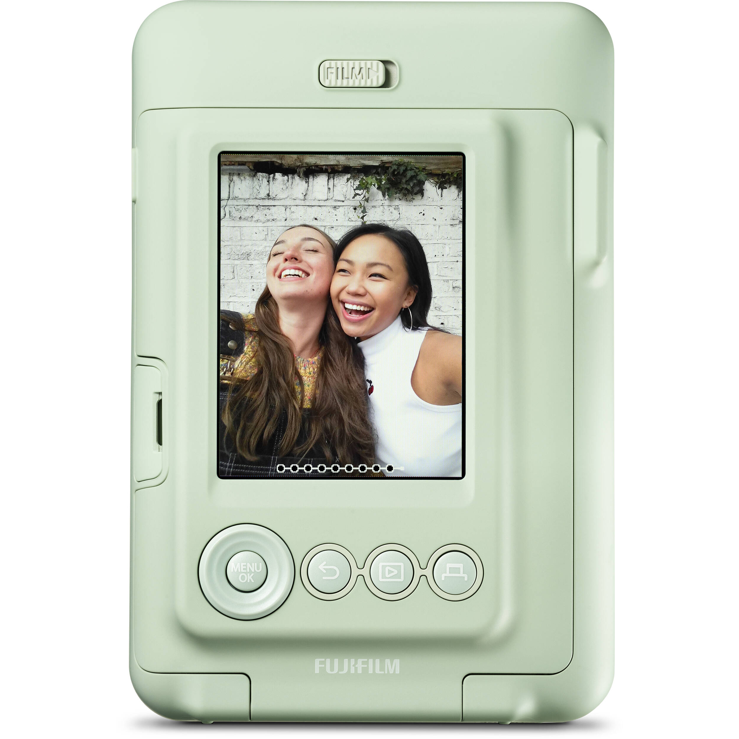 Instax LiPlay Matcha Green hybrid camera printer for instant photo capture and printing — view 3