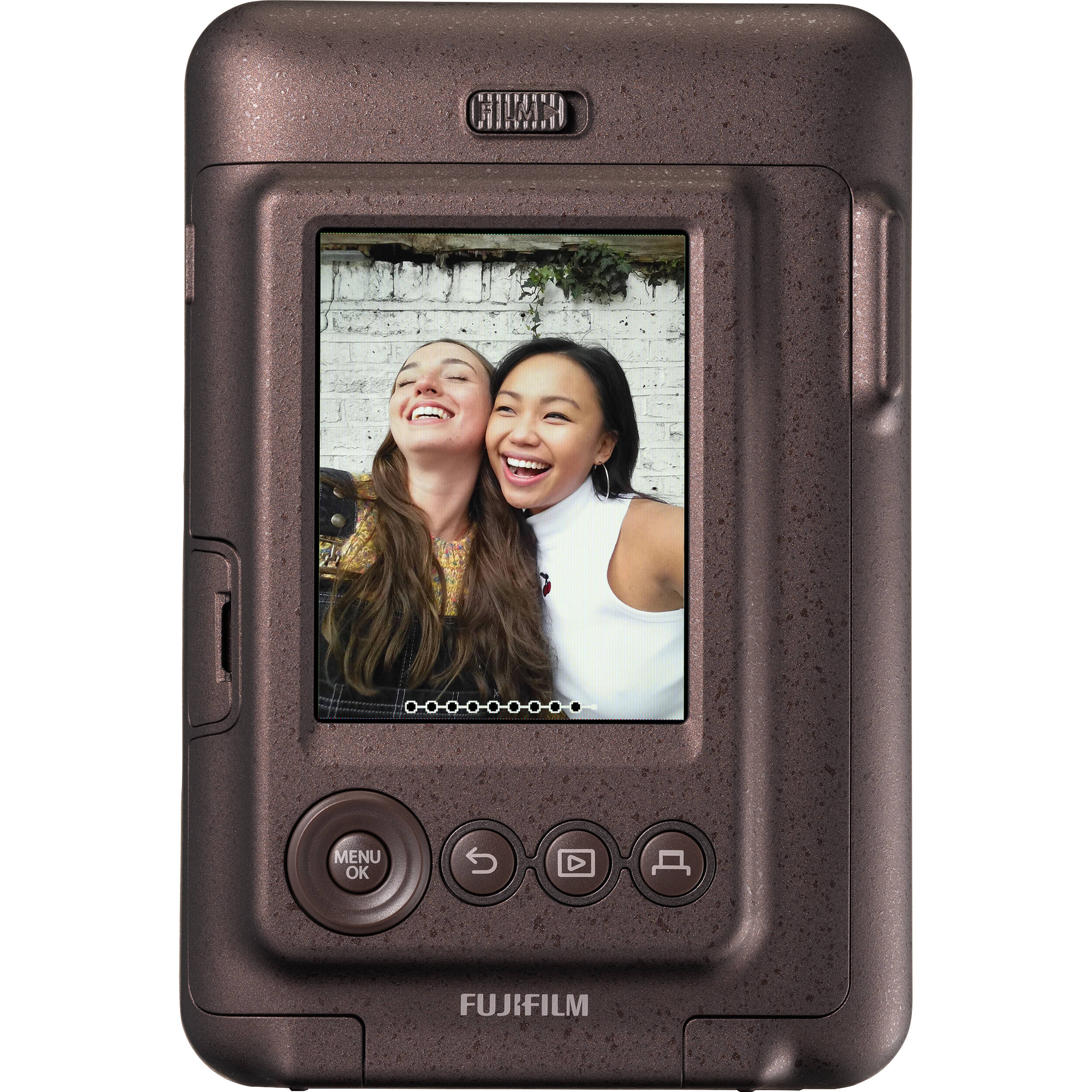 Instax LiPlay Bronze Hybrid Camera Printer in Deep Bronze, compact hybrid instant camera and printer — view 3