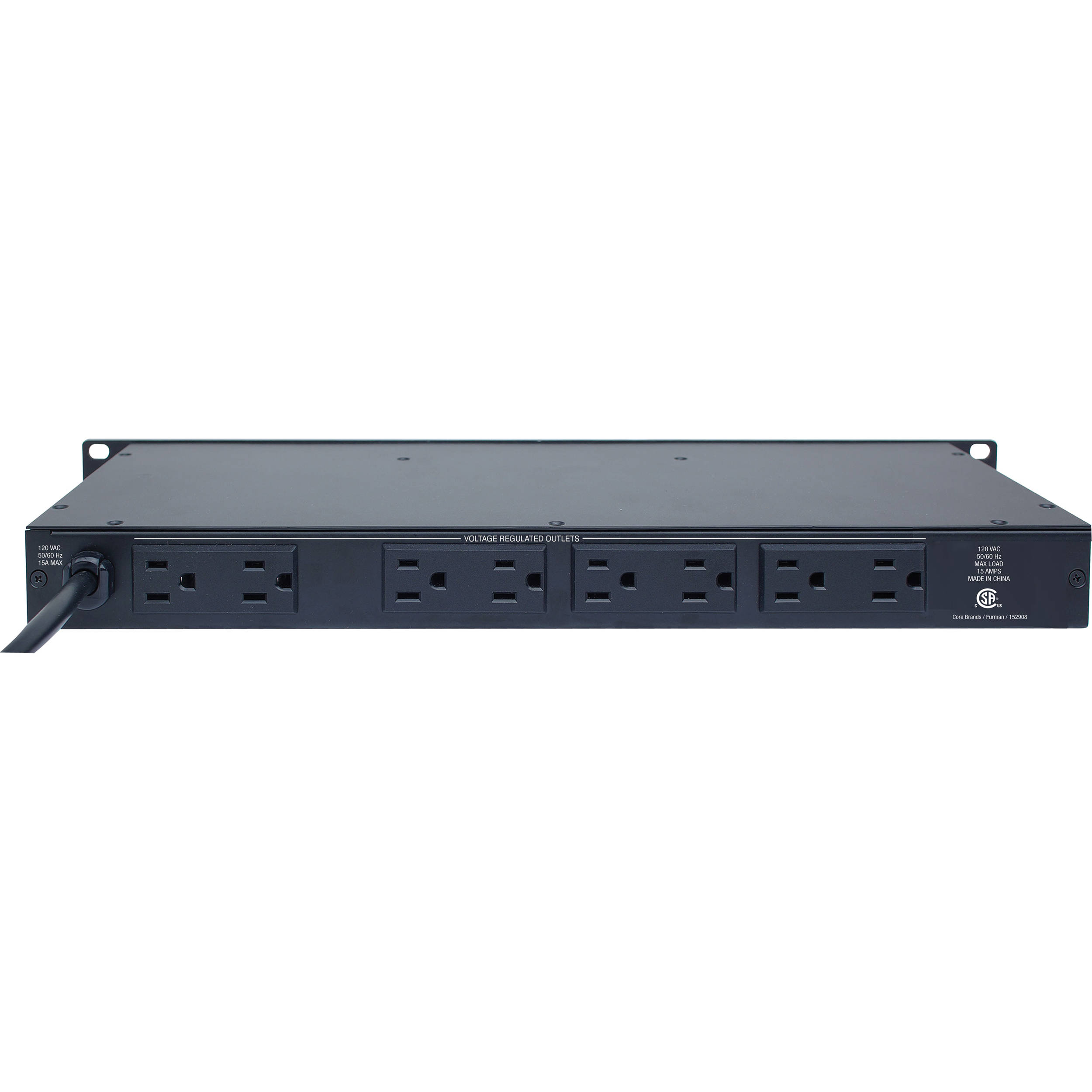 Furman M-8x AR Merit Series voltage regulator with 9 AC outlets and rack mount design — view 2