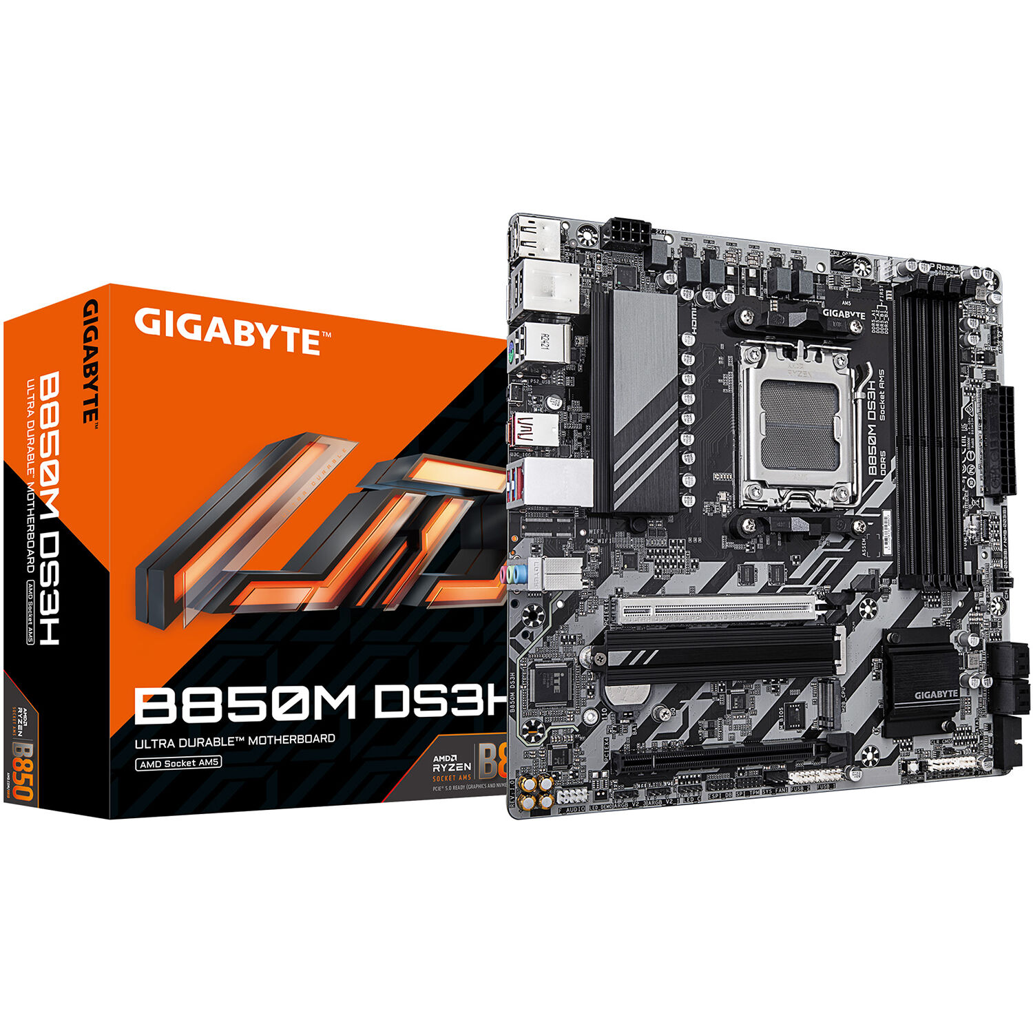 GIGABYTE B850M DS3H micro-ATX motherboard for AMD AM5 Ryzen systems — view 4