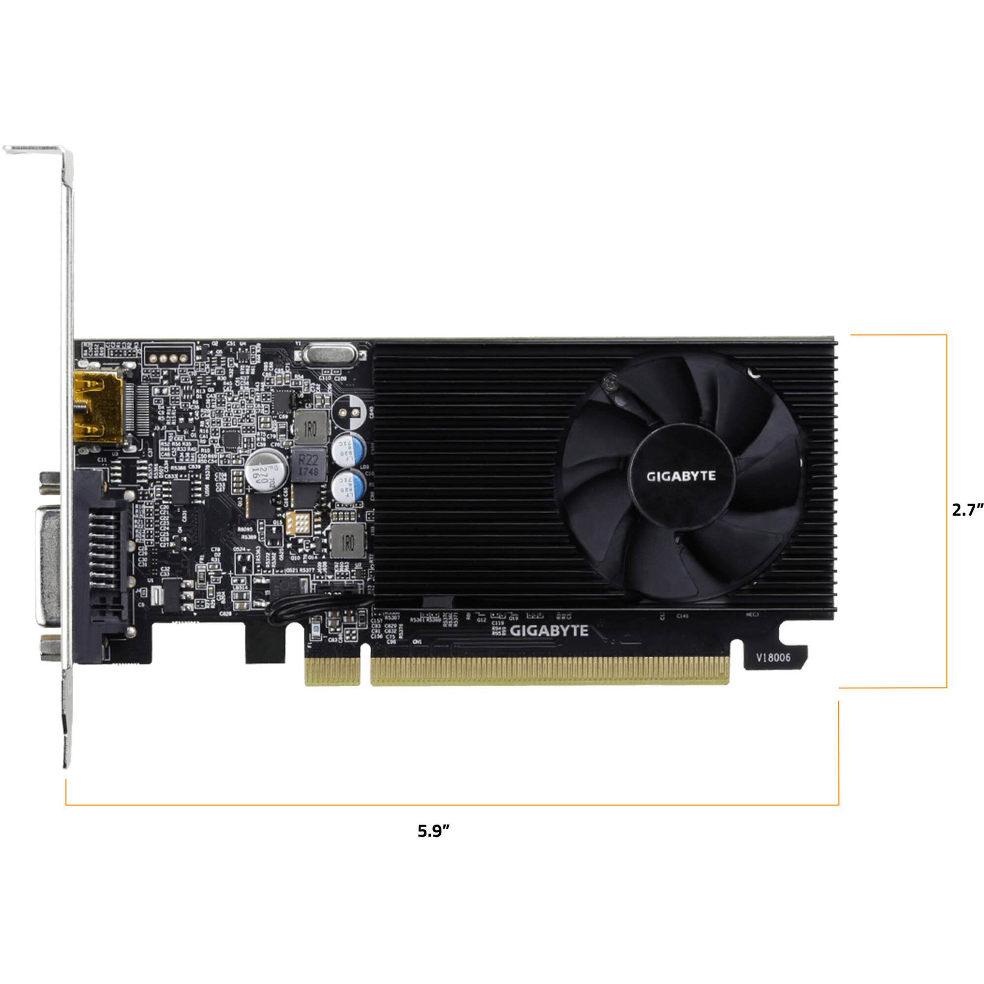 GIGABYTE GV-N1030D4-2GL low-profile graphics card with 2 GB GDDR4 memory — view 5
