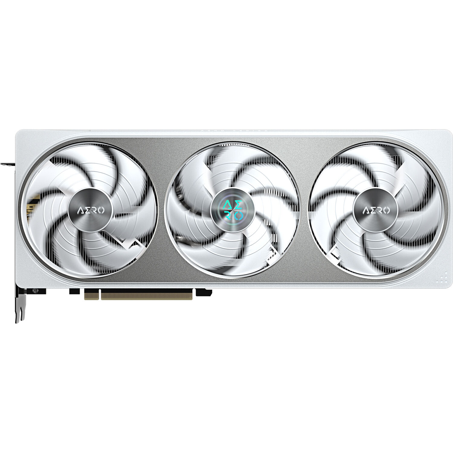 GIGABYTE GeForce RTX 5070 AERO OC 12G white graphics card with triple-fan cooling — view 2