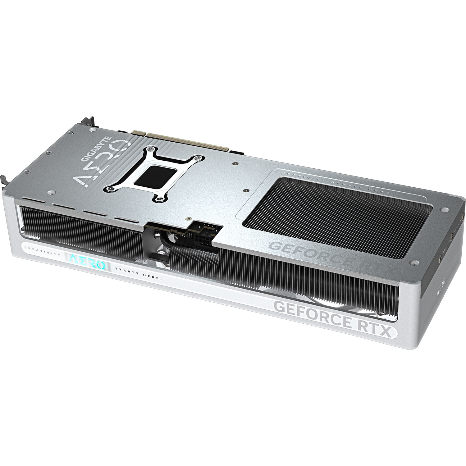 GIGABYTE GeForce RTX 5070 AERO OC 12G white graphics card with triple-fan cooling — view 6