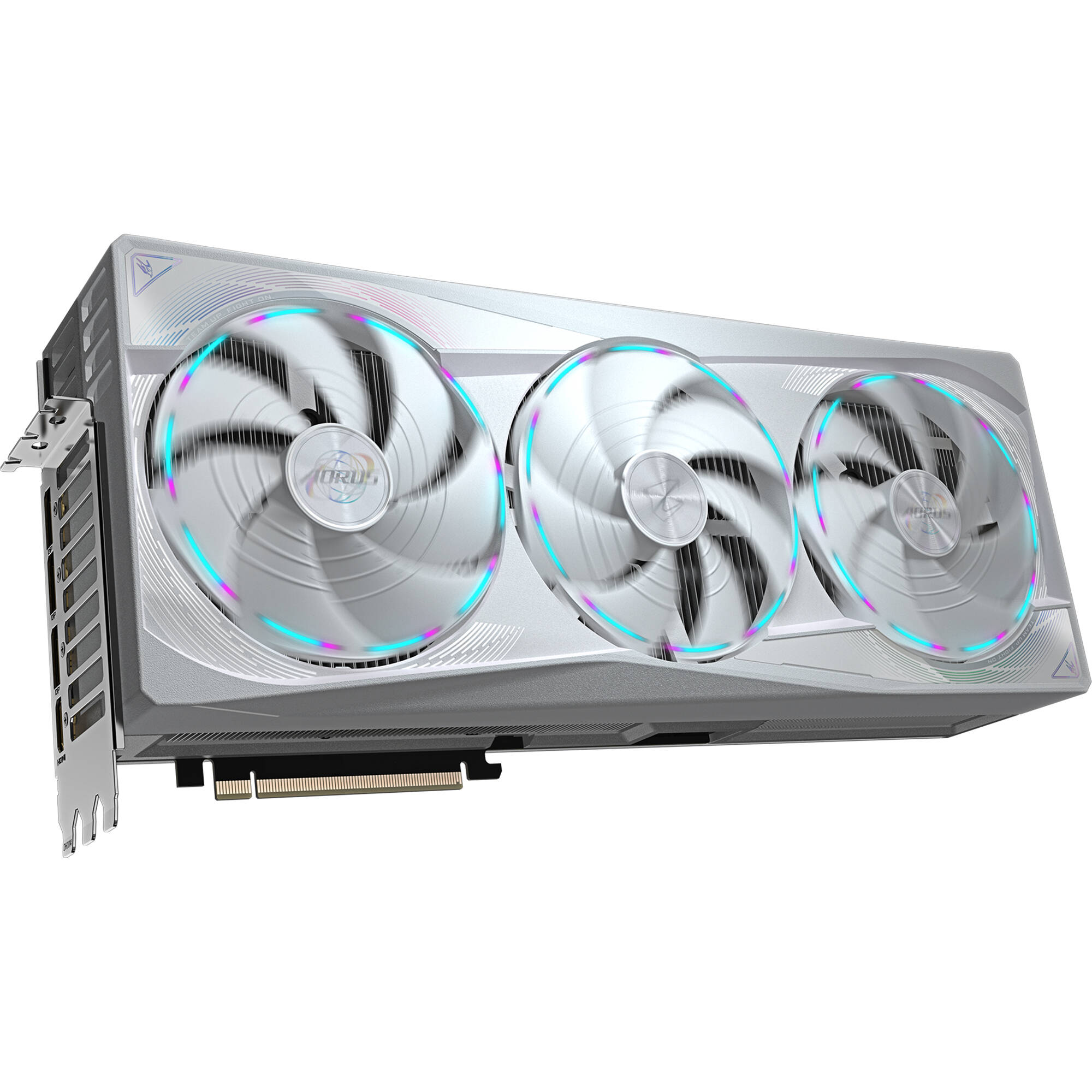 GIGABYTE AORUS GeForce RTX 5090 MASTER ICE 32G graphics card with premium Ice cooling design — view 3