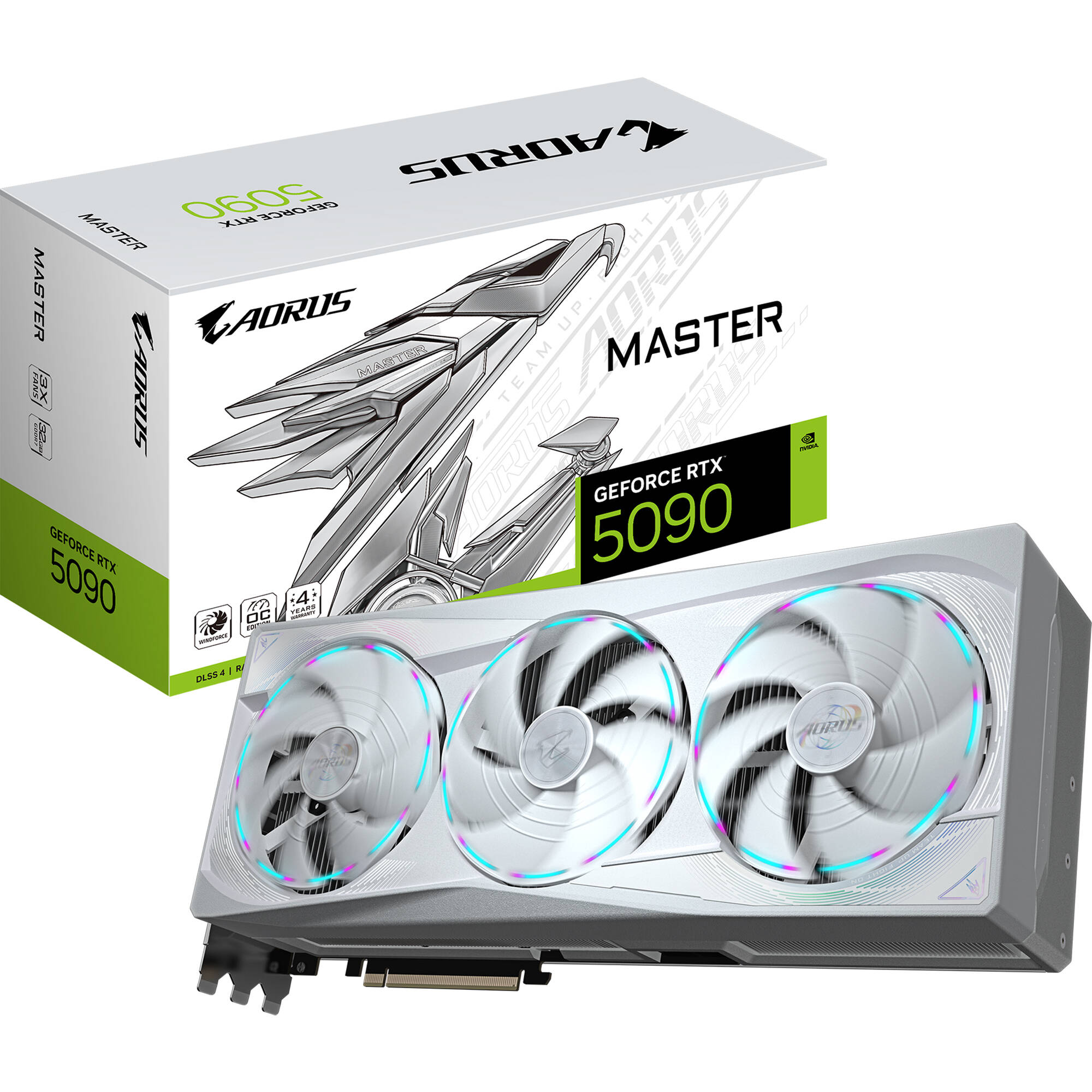 GIGABYTE AORUS GeForce RTX 5090 MASTER ICE 32G graphics card with premium Ice cooling design — view 9