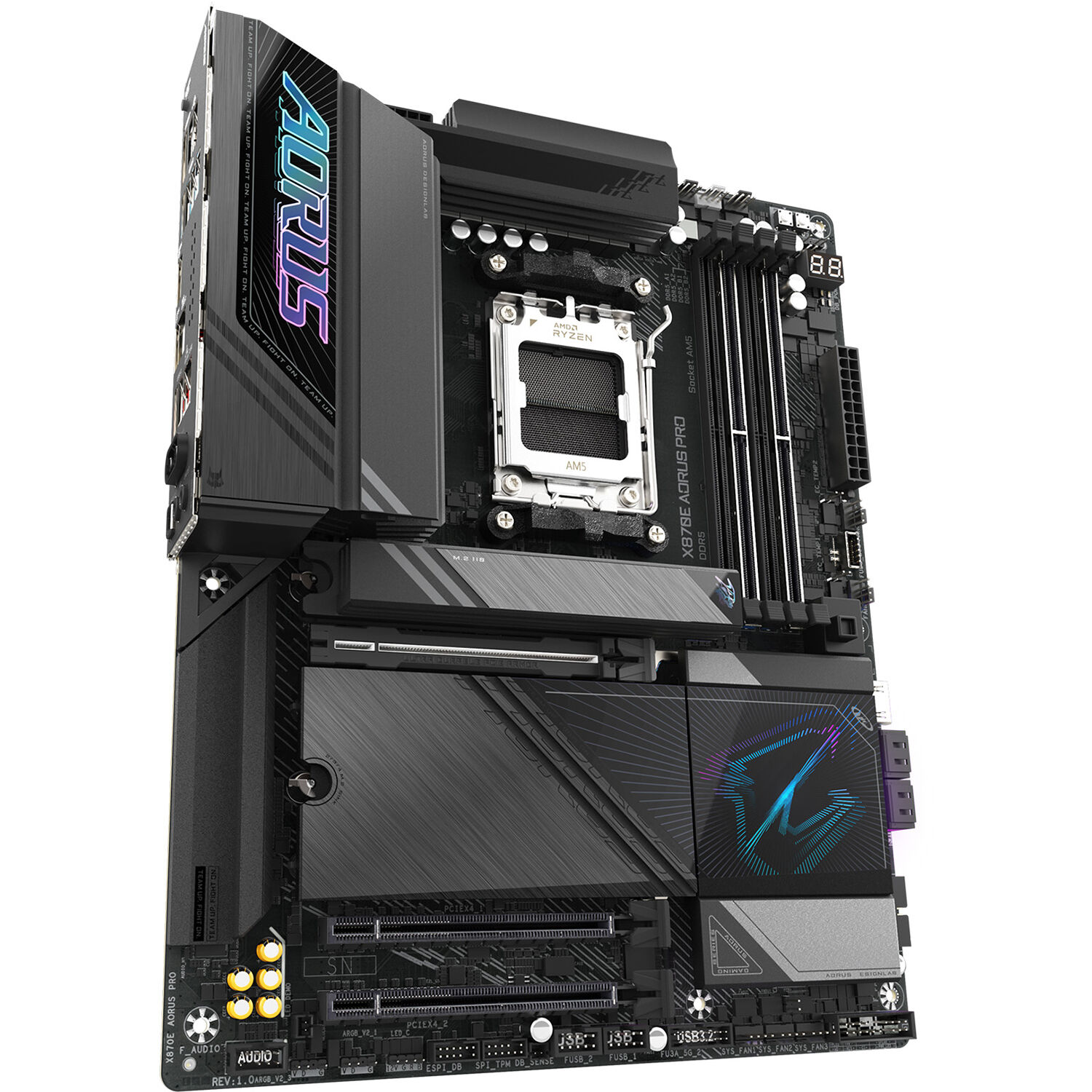 GIGABYTE X870E AORUS PRO AMD X870E ATX AM5 motherboard for premium Ryzen builds — view 3