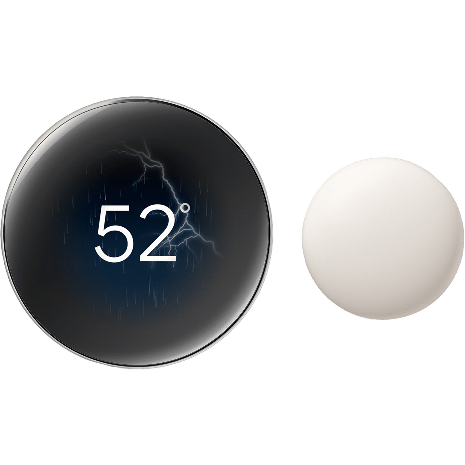Google Nest Gen 4 Thermostat in Silver finish mounted on a wall — view 2
