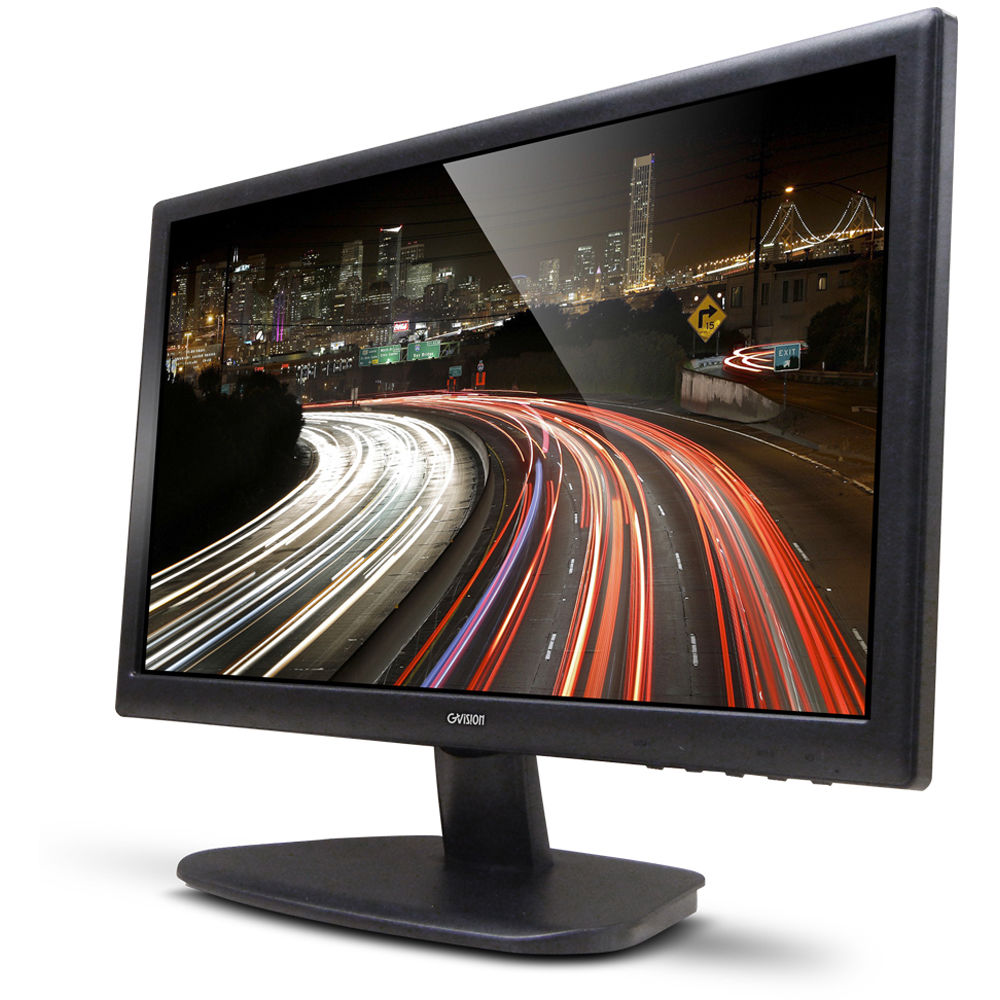 GVISION 21.5-inch CCTV desktop monitor with VGA, HDMI, BNC input and output, and stereo audio — view 2