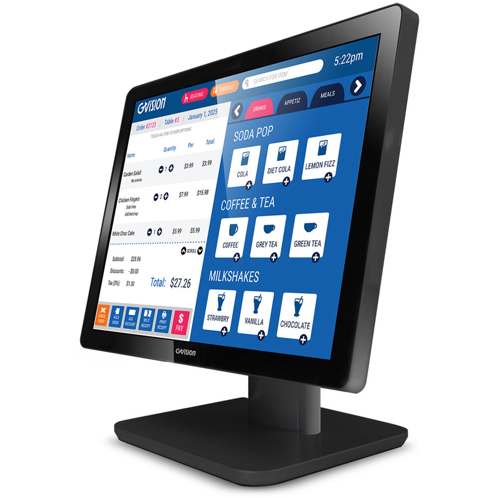 GVISION 17-inch LCD touch monitor with PCAP 10-point touch, desktop stand, and VGA+D connectivity — view 2