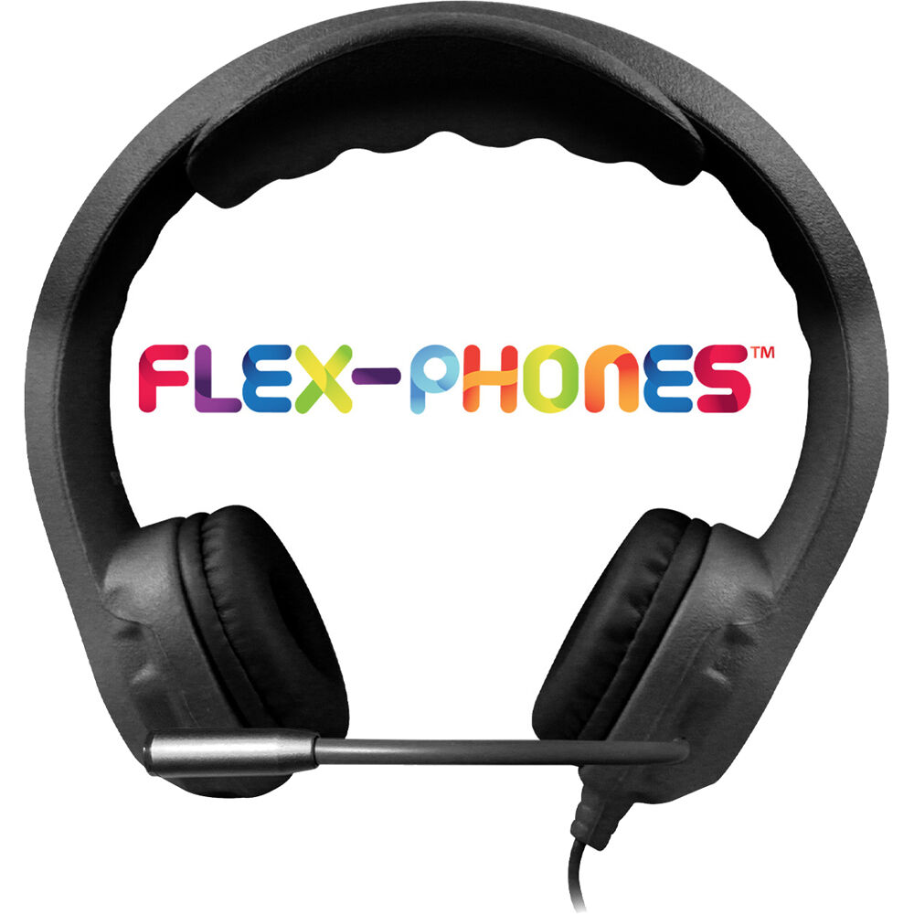 HamiltonBuhl KFX2-BLK Flex-Phones wired headset in black for classroom and lab use — view 2