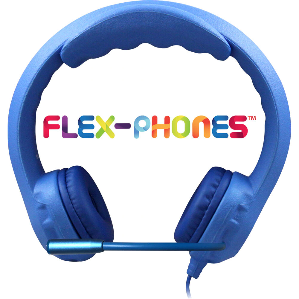 Blue HamiltonBuhl Flex-Phones wired mono headset with flexible frame and boom microphone — view 3