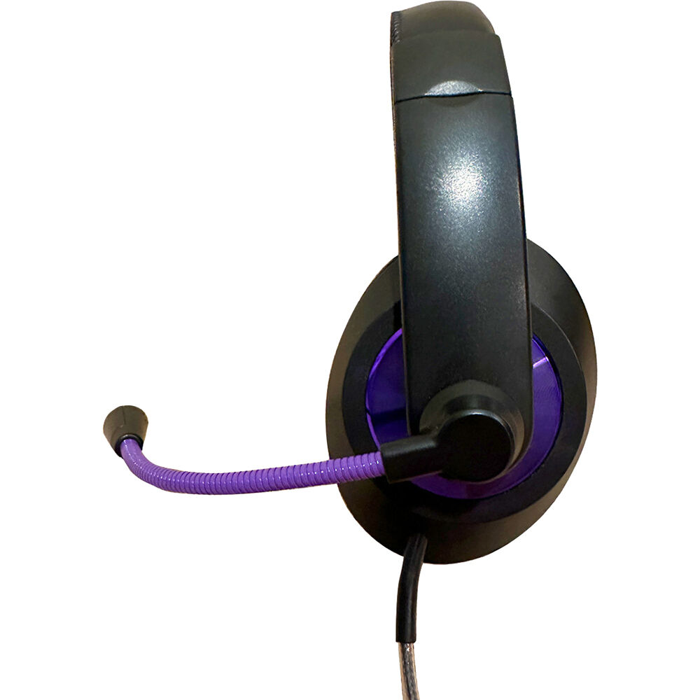 HamiltonBuhl Smart-Trek Deluxe wired USB-C headset with in-line volume control and metallic purple accents — view 3