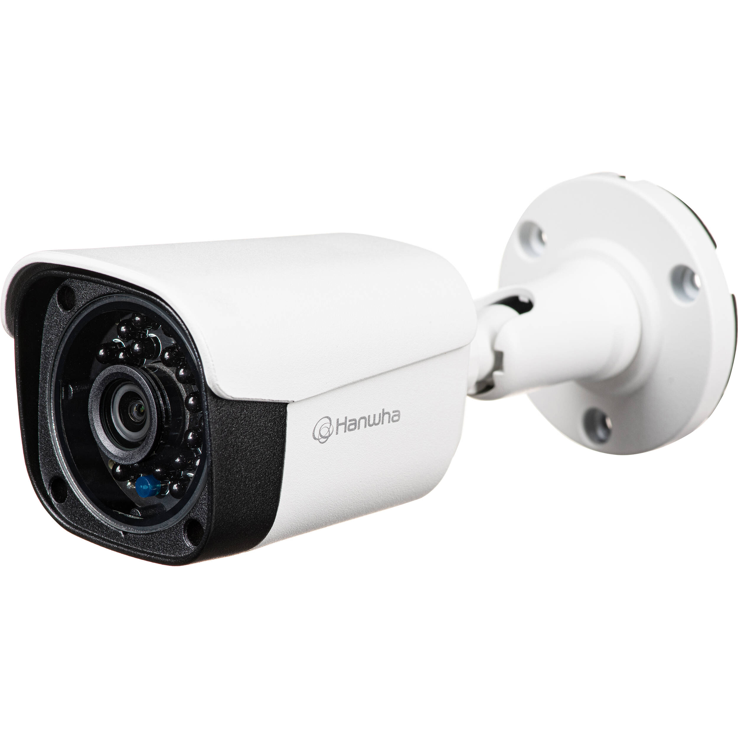 Wisenet A Series 5MP IR bullet camera, AHD / TVI / CVI / CVBS formats are available, 5MP @ 30 FPS, (CVI supports up to 4M), 3.6mm fixed focal lens, FoV H: 94 / V: 54 , DWDR, IR distance 20m(65.6 ft), day & night , IP67, IK10, 12VDC, Analog, white. — view 3