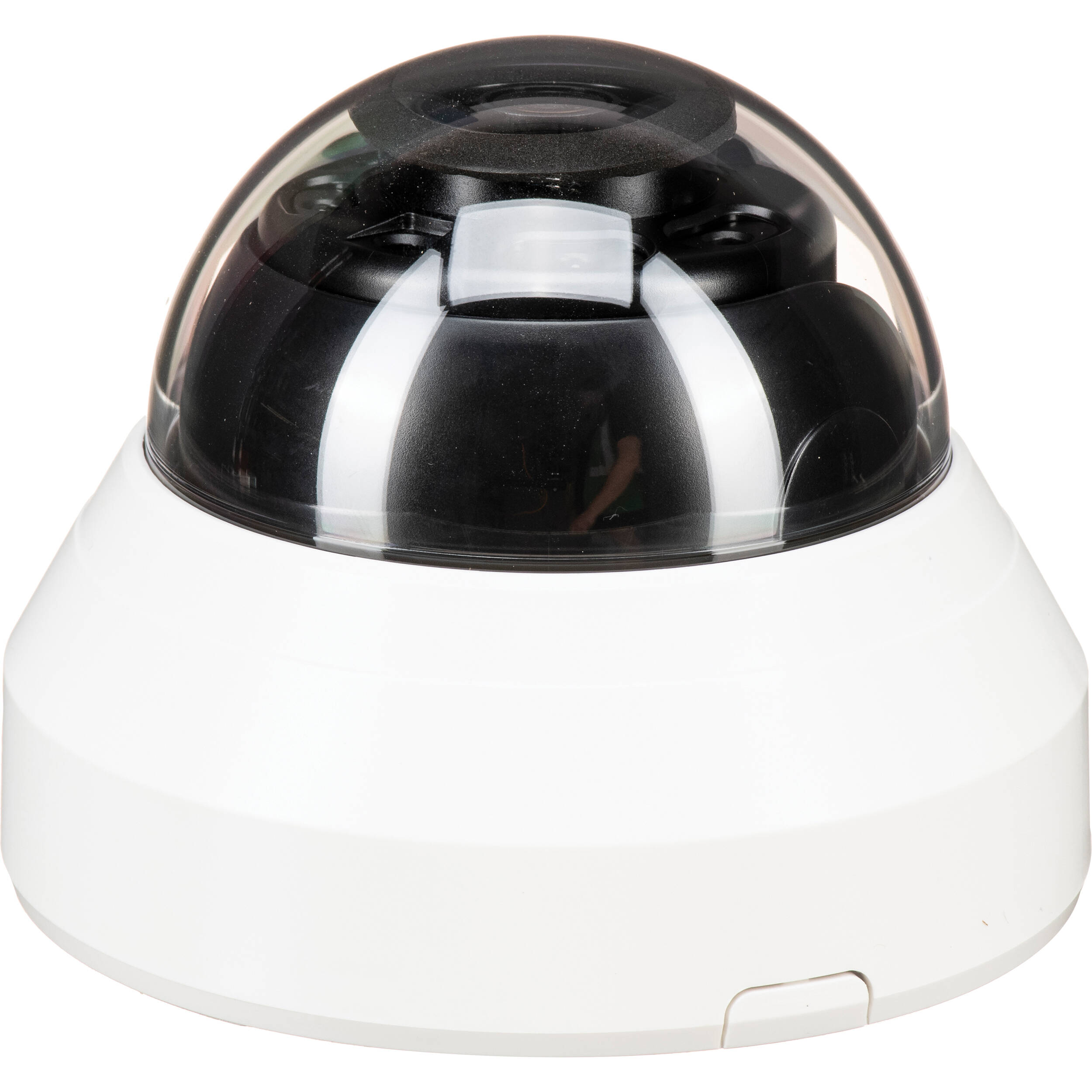 L series indoor dome camera, 2MP  30fps,4mm fixed focal lens , Double codec H.264/MJPEG, Wisestream II, 120dB WDR, IR LEDs, hallway view, SD card, PoE, White — view 2